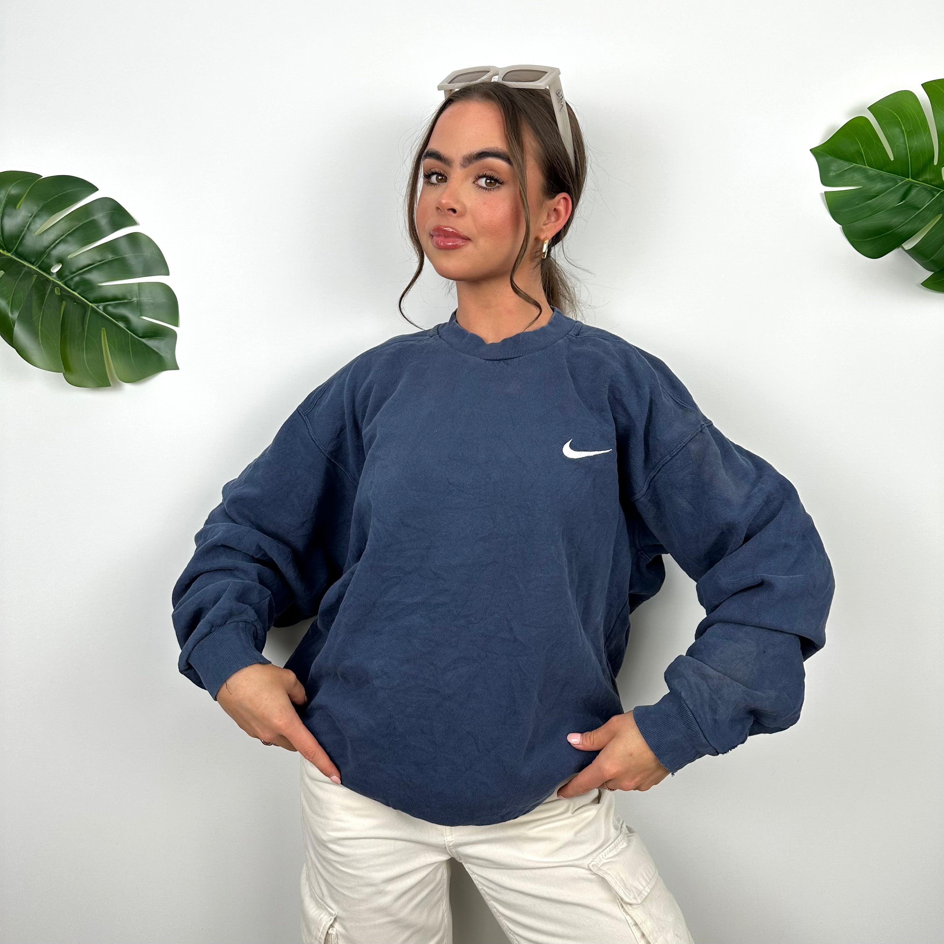 Nike Navy Embroidered Swoosh Sweatshirt (M)