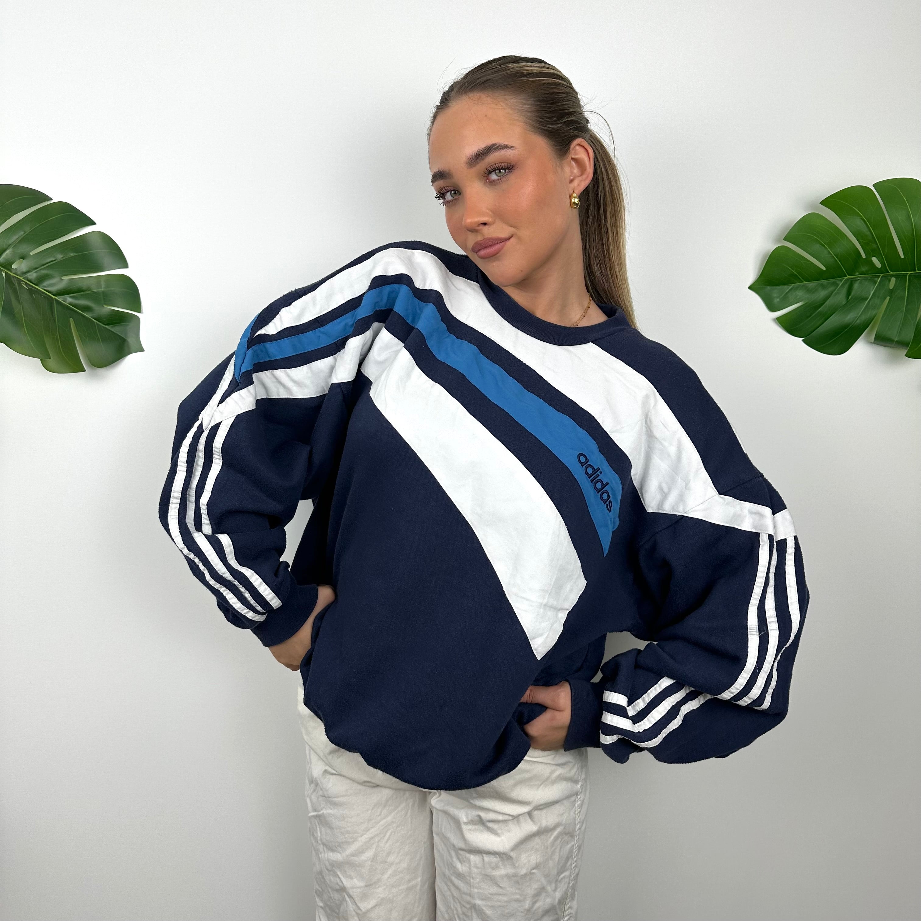 Adidas Embroidered Spell Out Colour Block Sweatshirt (M)