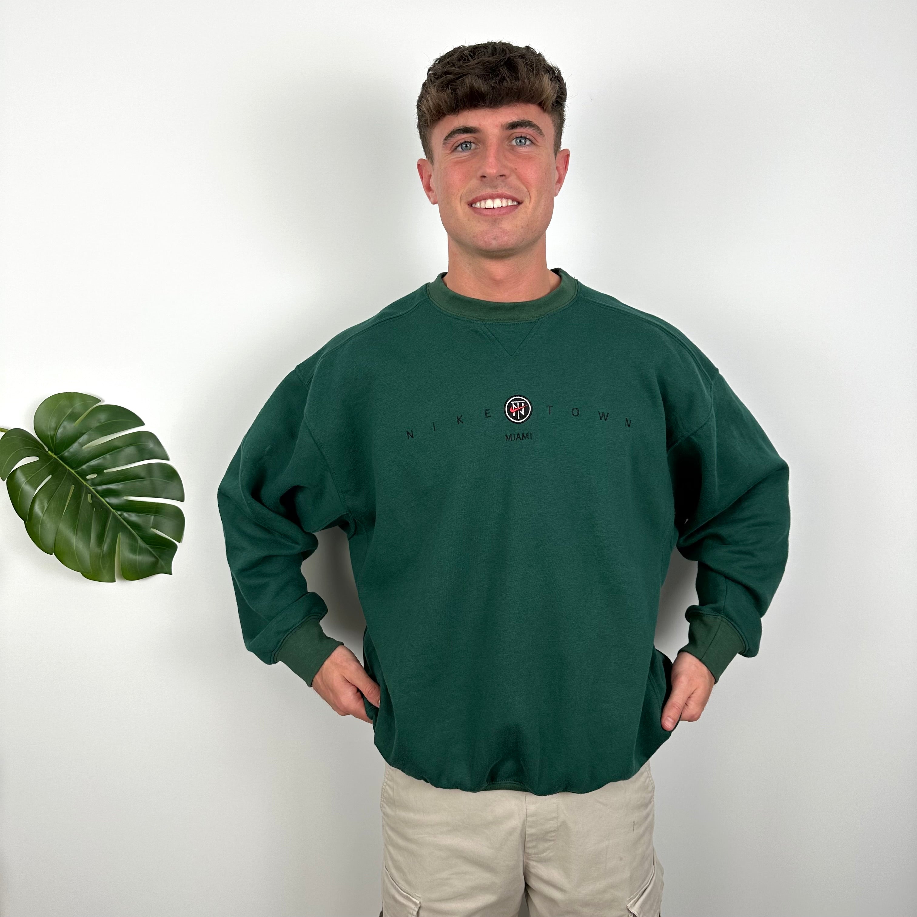 Nike Town Miami Green Embroidered Spell Out Sweatshirt (L)