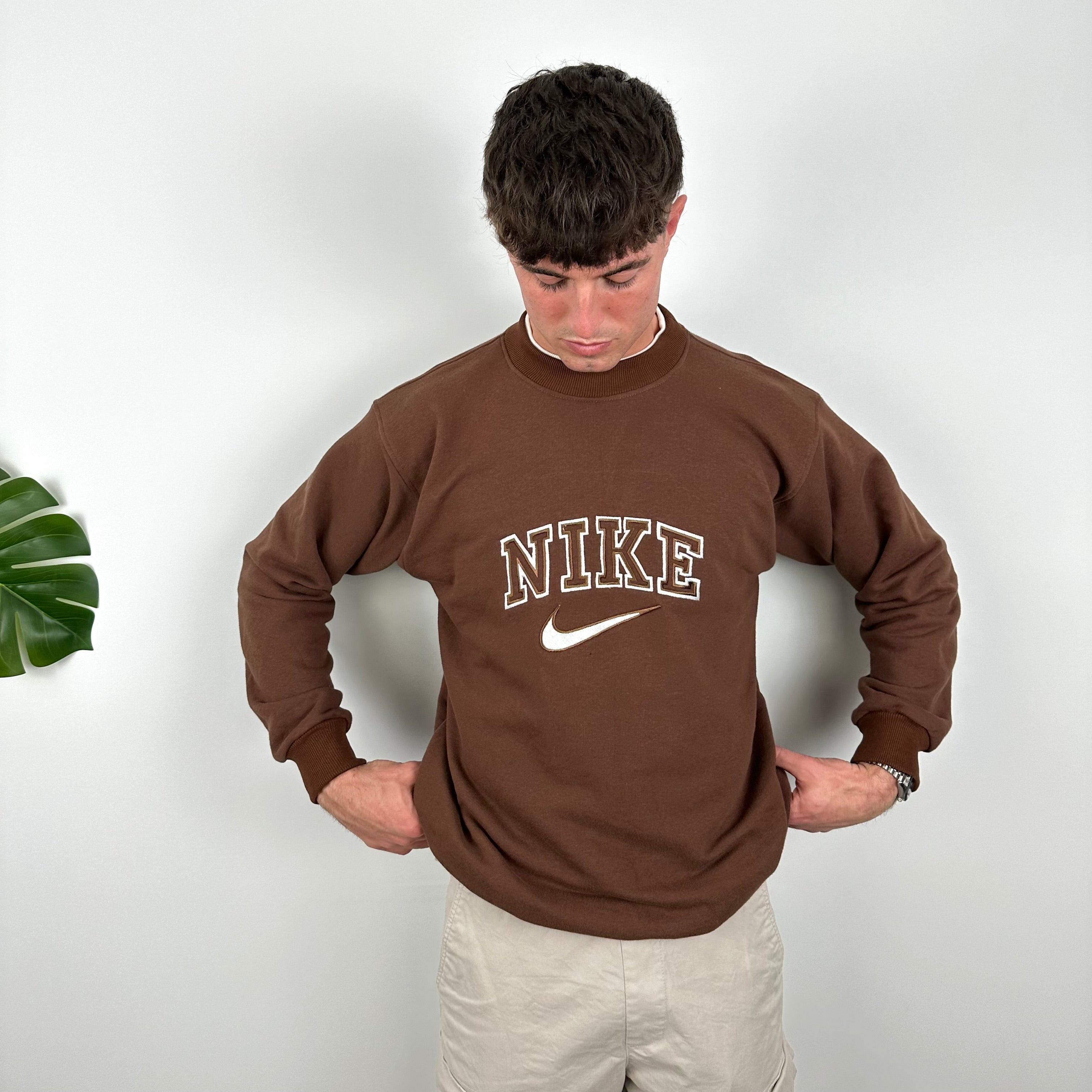 Nike Brown Embroidered Spell Out Sweatshirt (M)