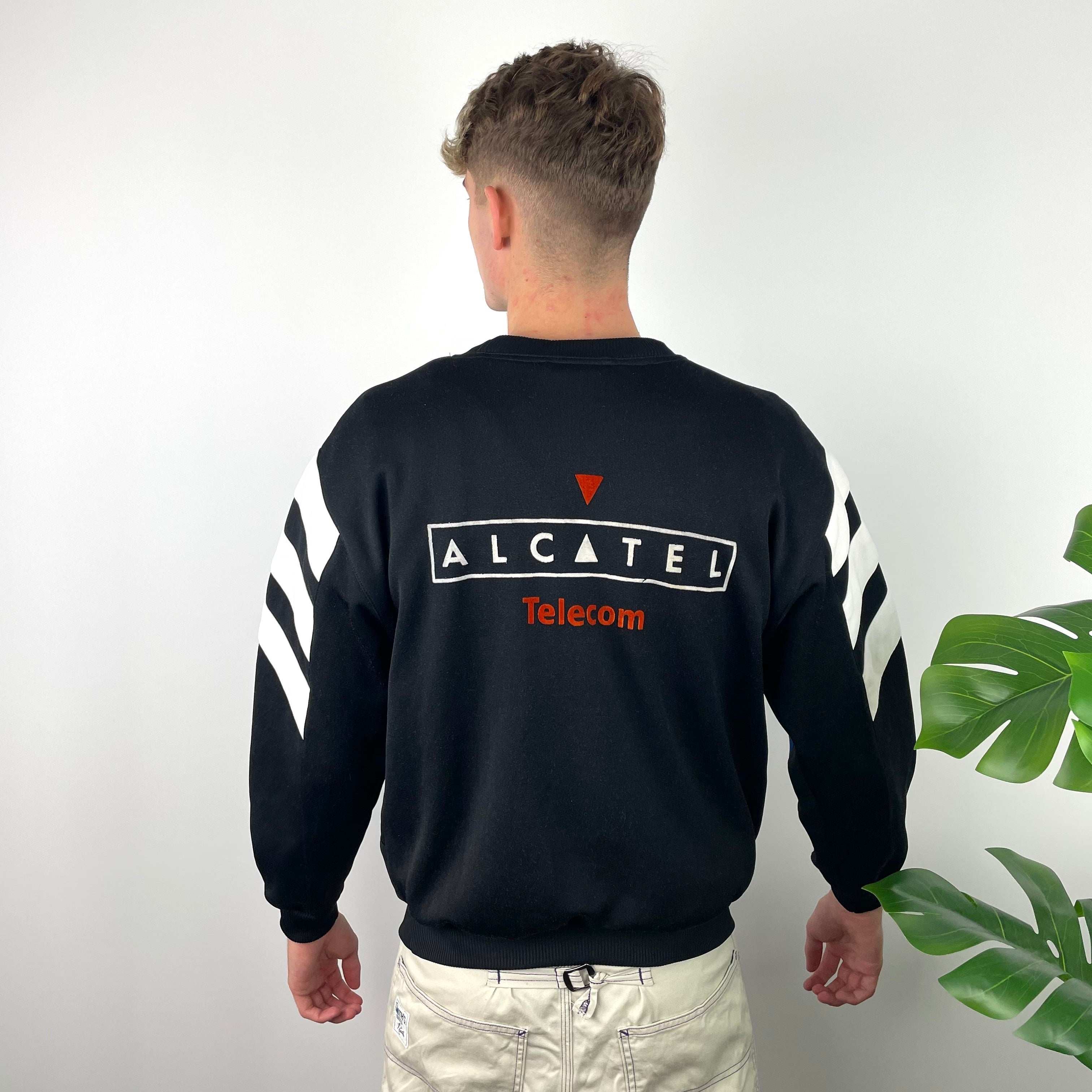 Adidas RARE Black Embroidered Spell Out Colour Block Sweatshirt (M)