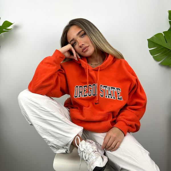 Nike x Oregon State Orange Embroidered Spell Out Hoodie (S)