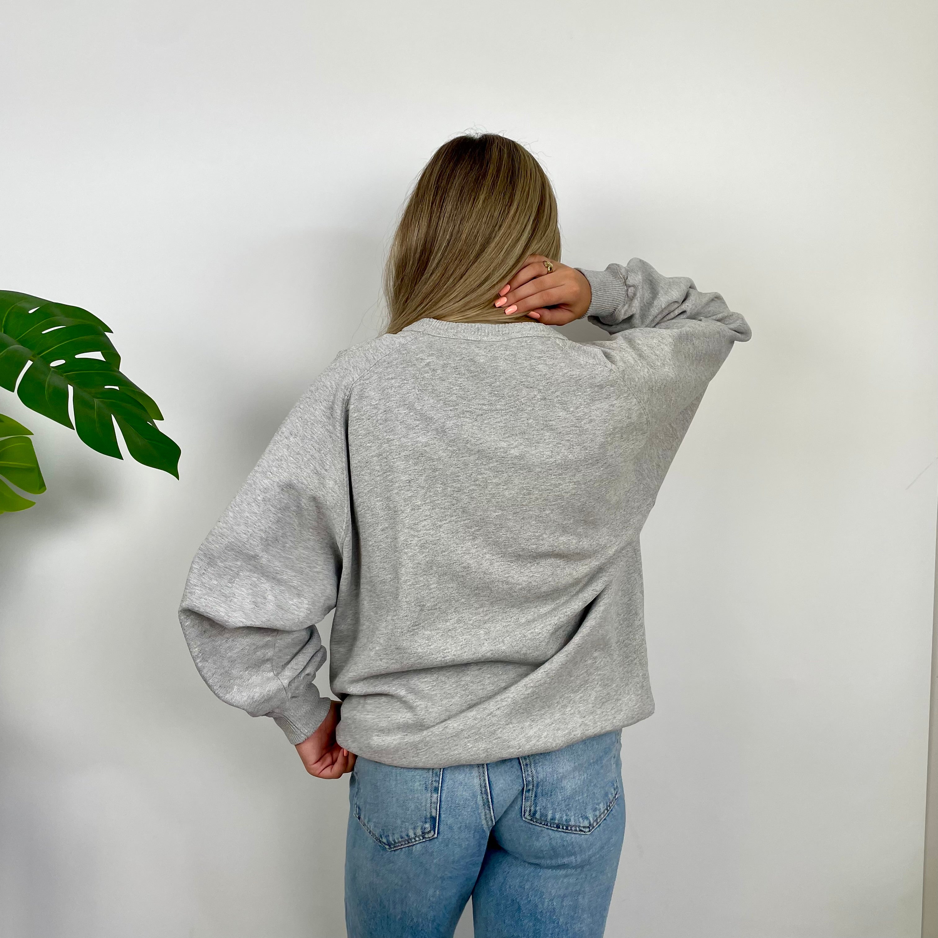 Adidas Grey Embroidered Spell Out Sweatshirt (L)