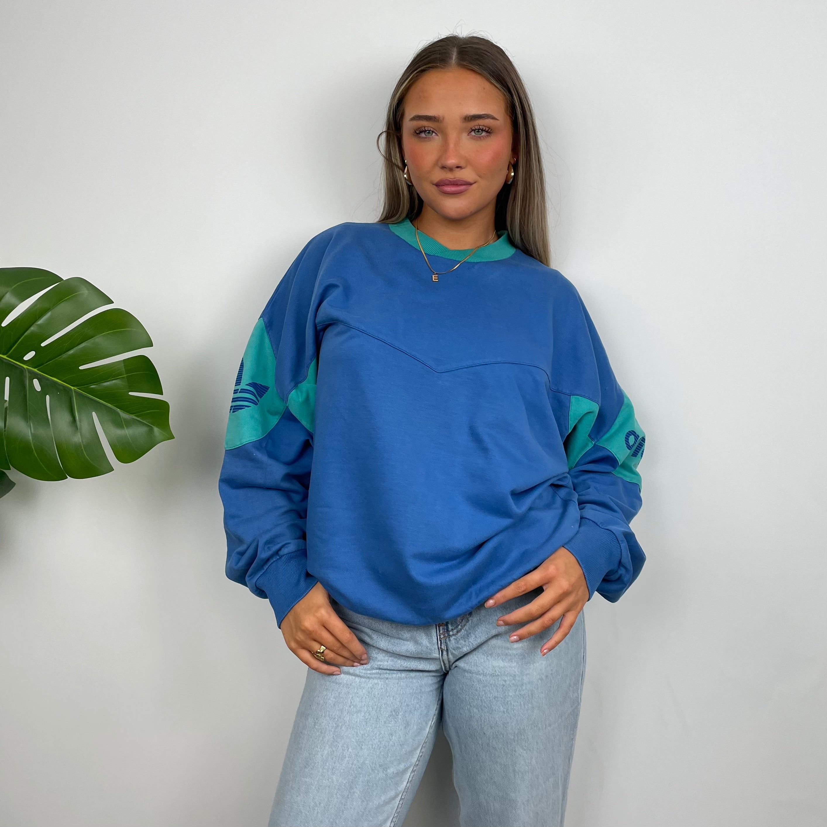 Adidas Embroidered Spell Out Colour Block Sweatshirt (L)