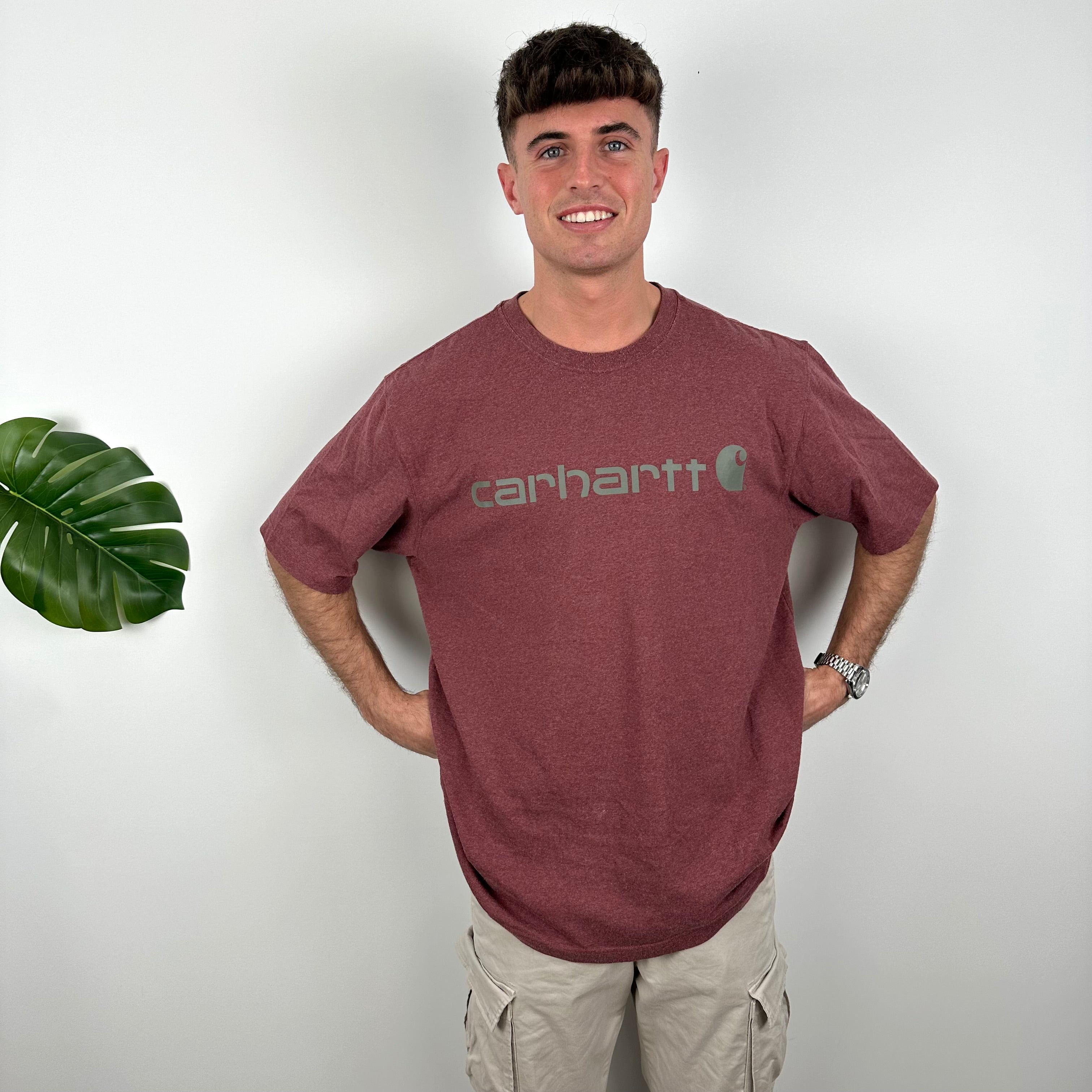 Carhartt RARE Maroon Spell Out T Shirt (L)