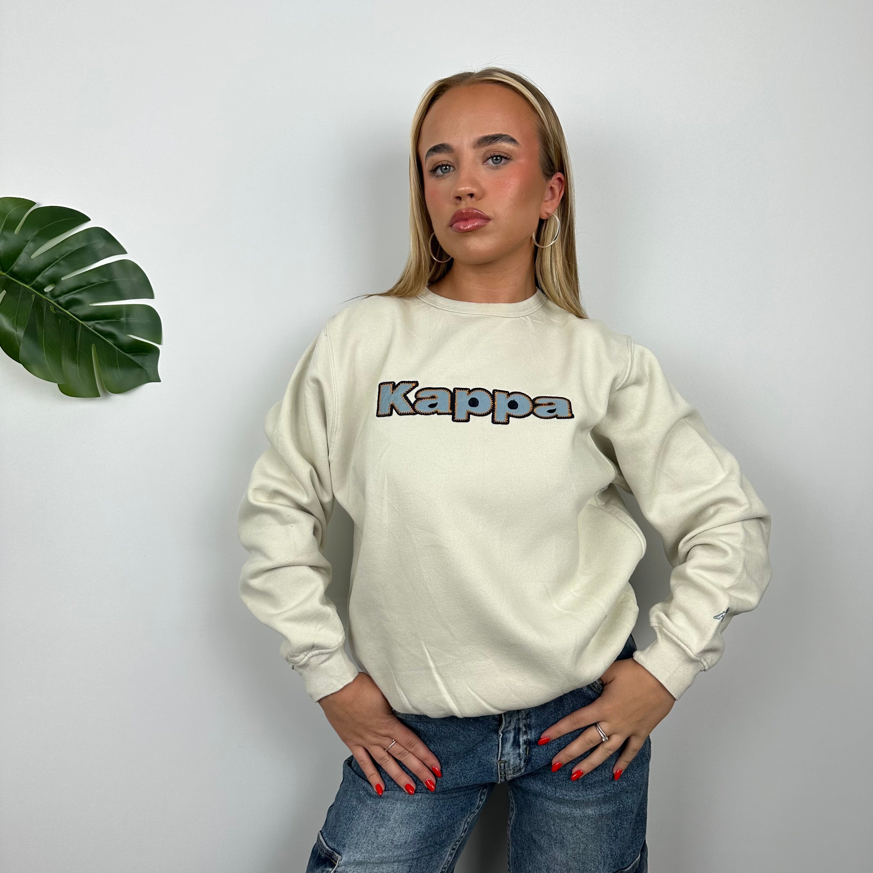 Kappa Beige Embroidered Spell Out Sweatshirt (S)