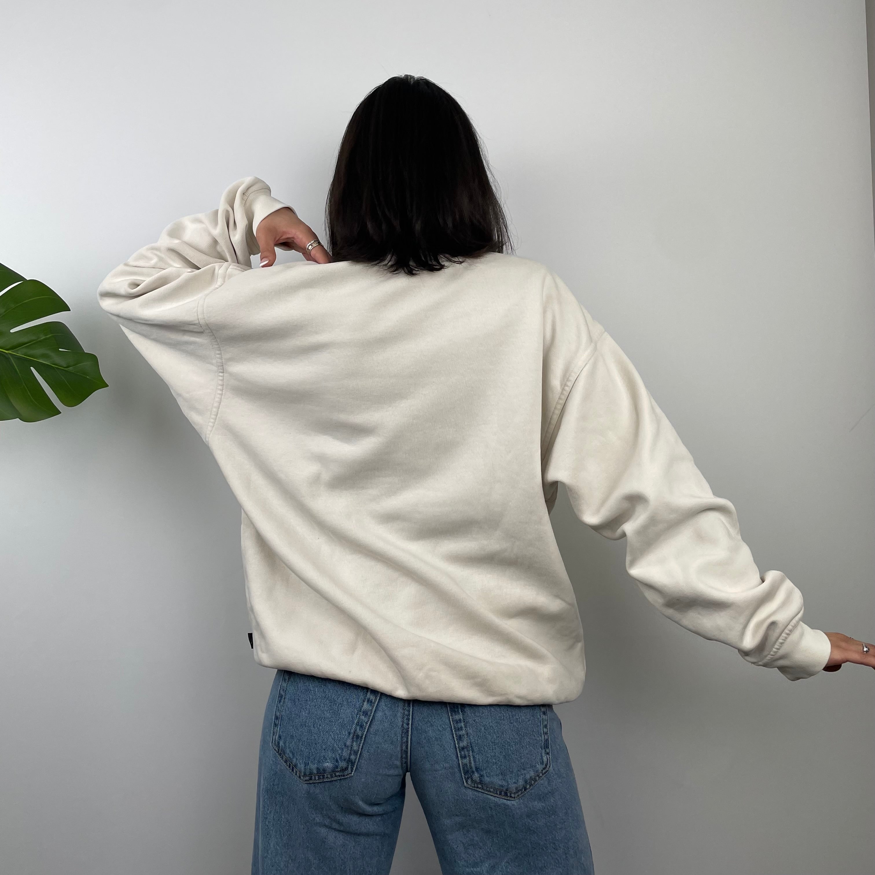 Adidas Cream Embroidered Spell Out Sweatshirt (L)