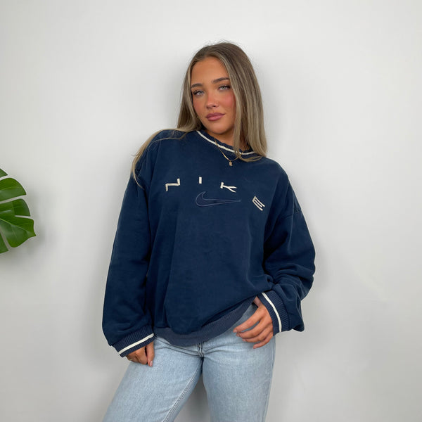 Nike Navy Embroidered Spell Out Sweatshirt (S)