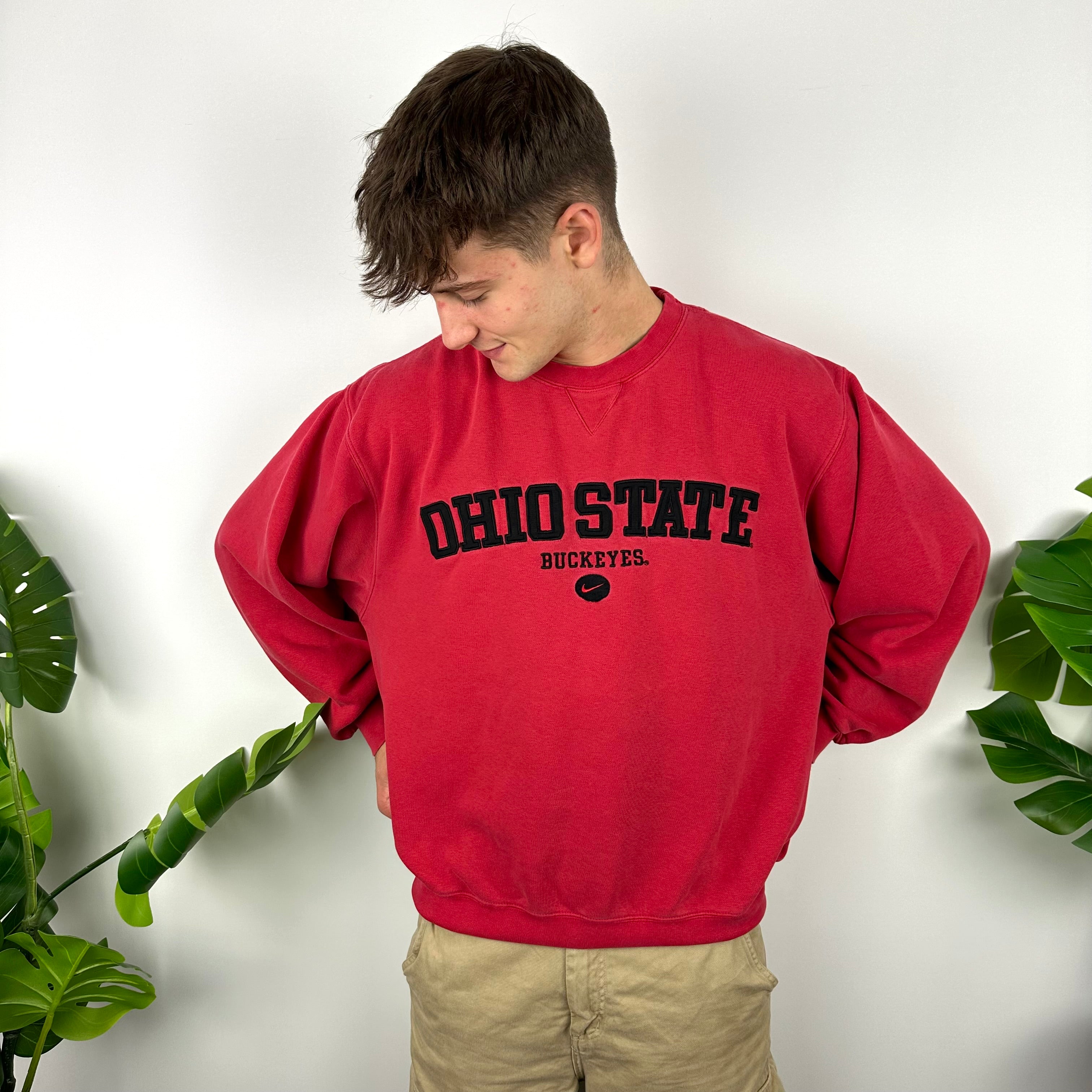 Nike x Ohio State Red Embroidered Spell Out Sweatshirt (M)