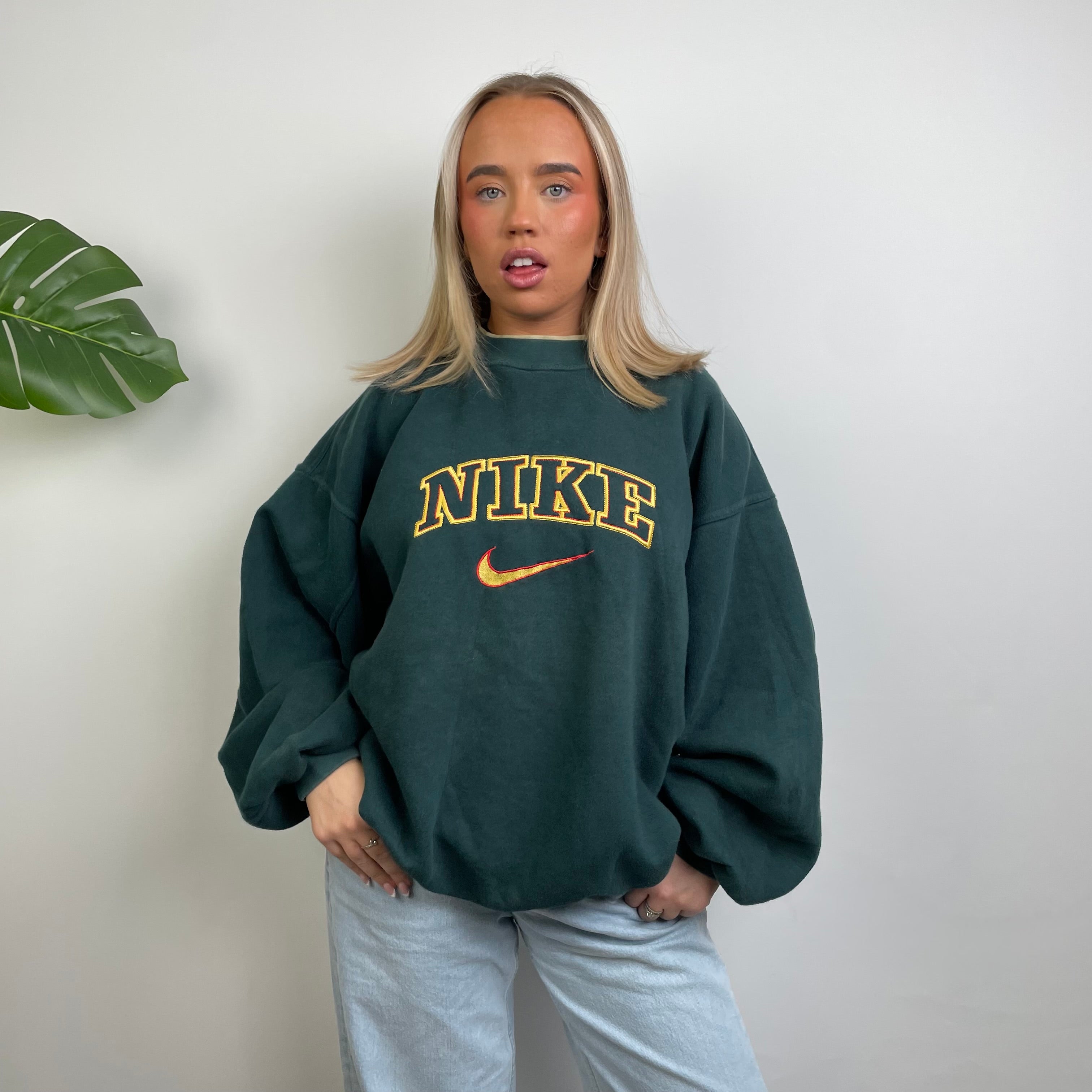 Nike Green Embroidered Spell Out Sweatshirt (L)