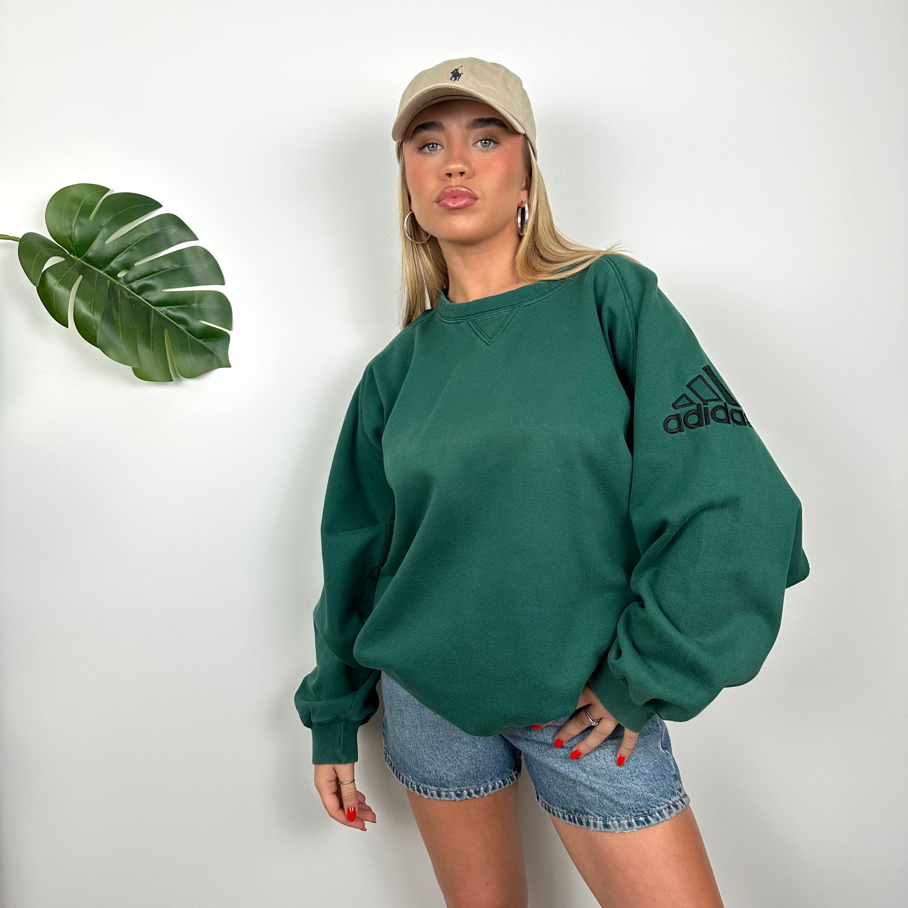 Adidas Green Embroidered Spell Out Sweatshirt (XXL)