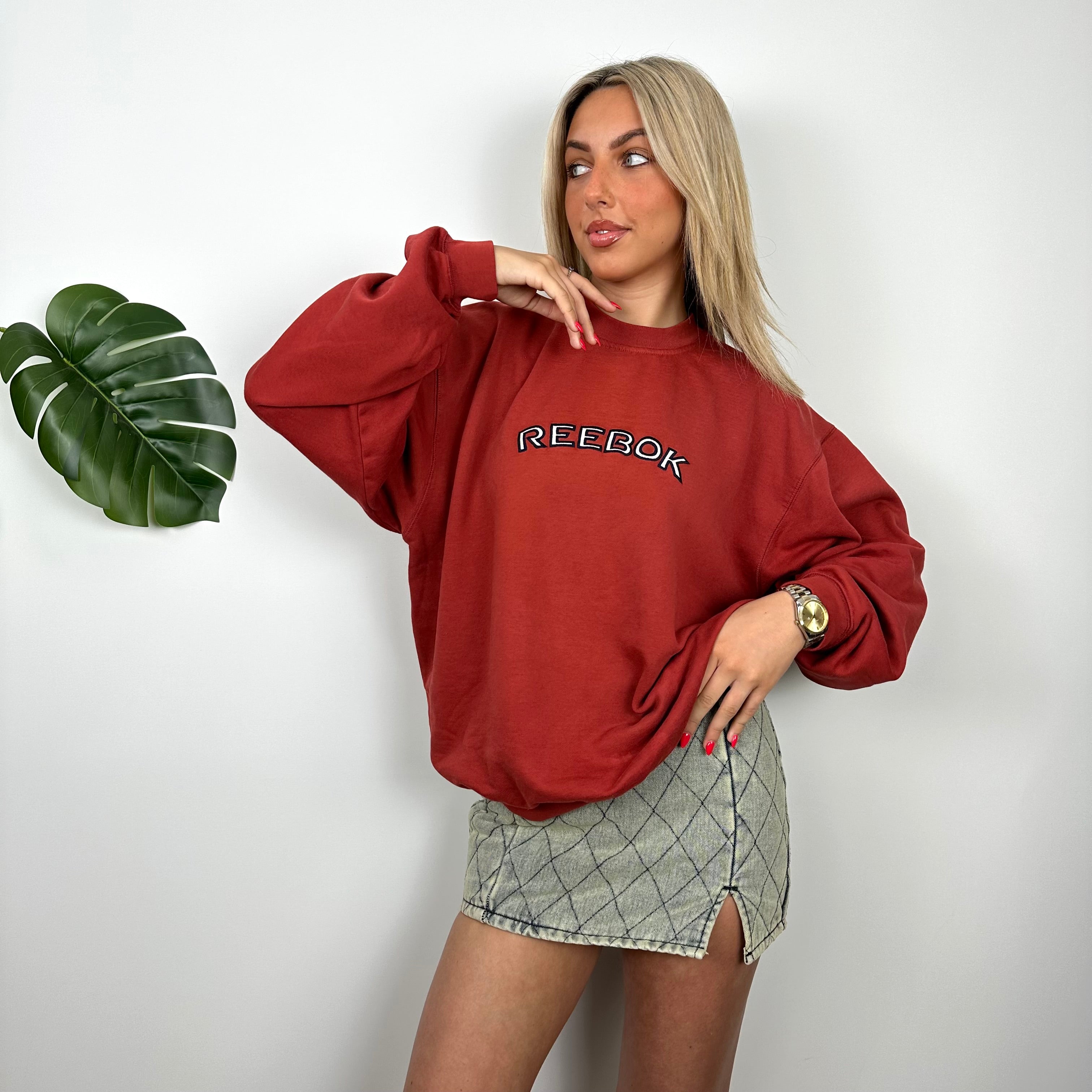 Reebok Red Embroidered Spell Out Sweatshirt (M)