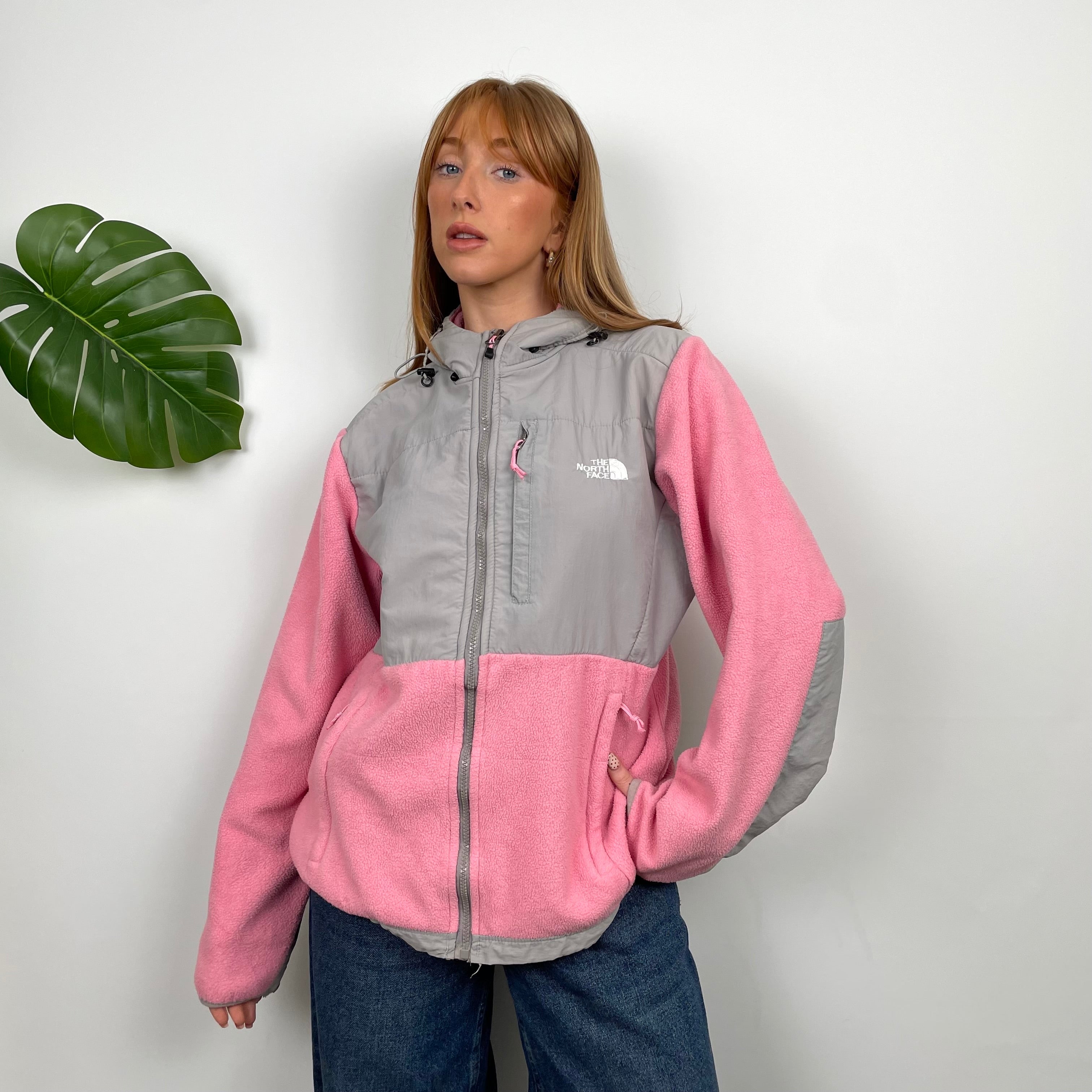 North Face RARE Pink Denali Teddy Bear Fleece Zip Up Hoodie Jacket (M)
