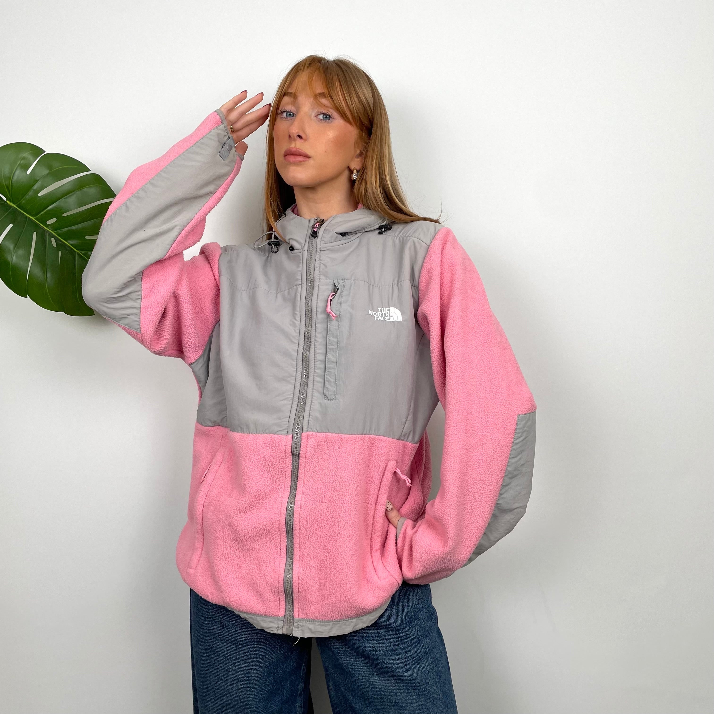 North Face RARE Pink Denali Teddy Bear Fleece Zip Up Hoodie Jacket (M)