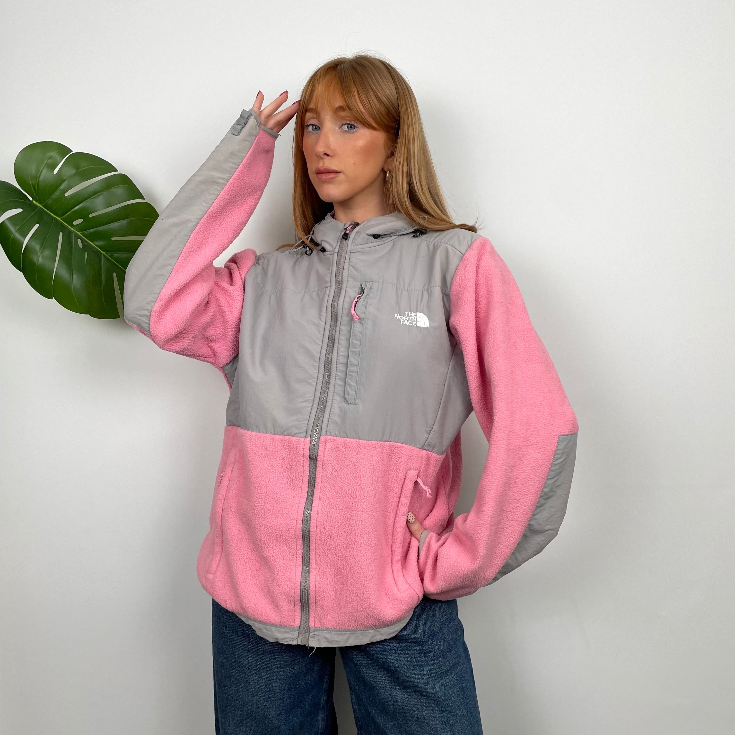 North Face RARE Pink Denali Teddy Bear Fleece Zip Up Hoodie Jacket (M)