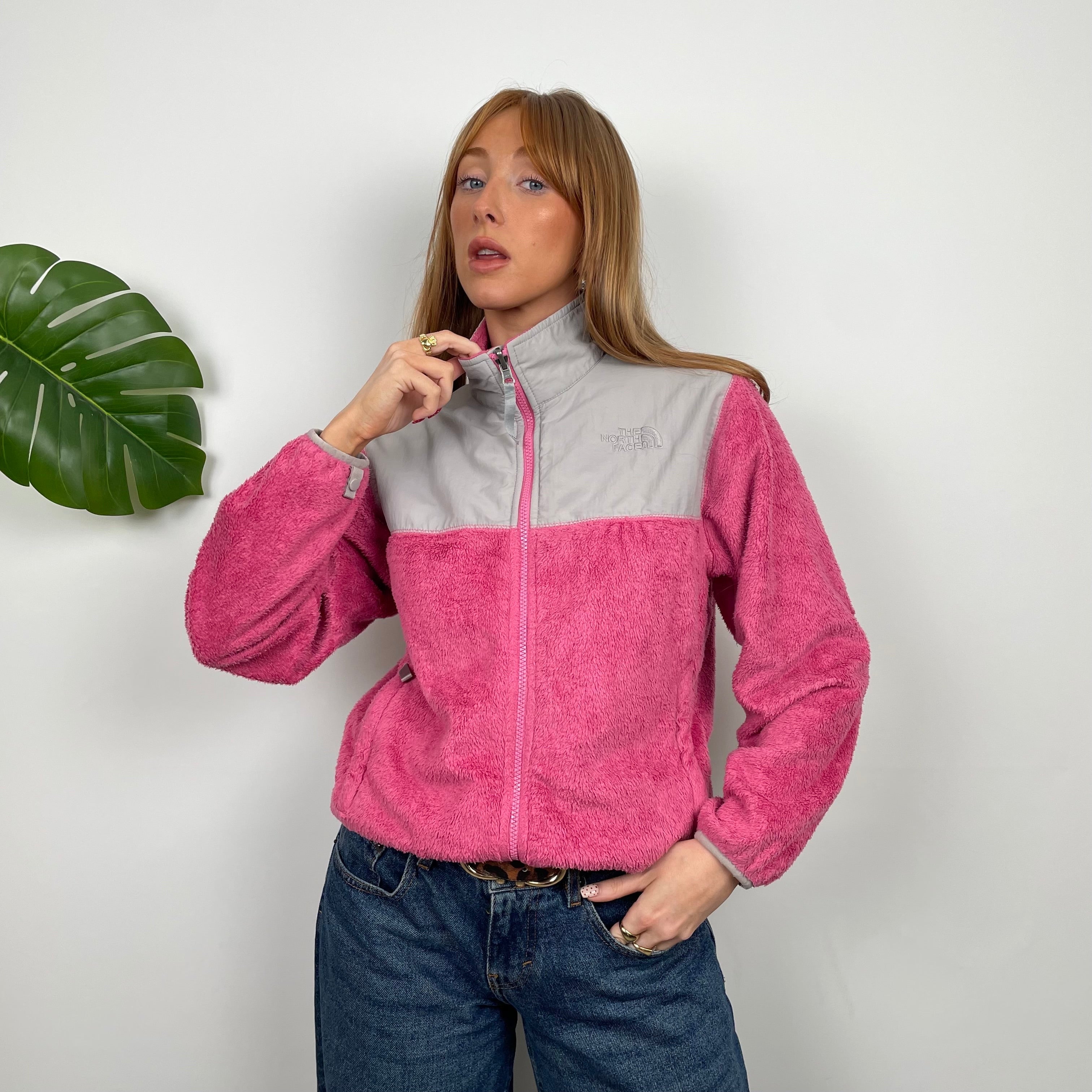 North Face Pink Denali Teddy Bear Fleece Zip Up Jacket (S)