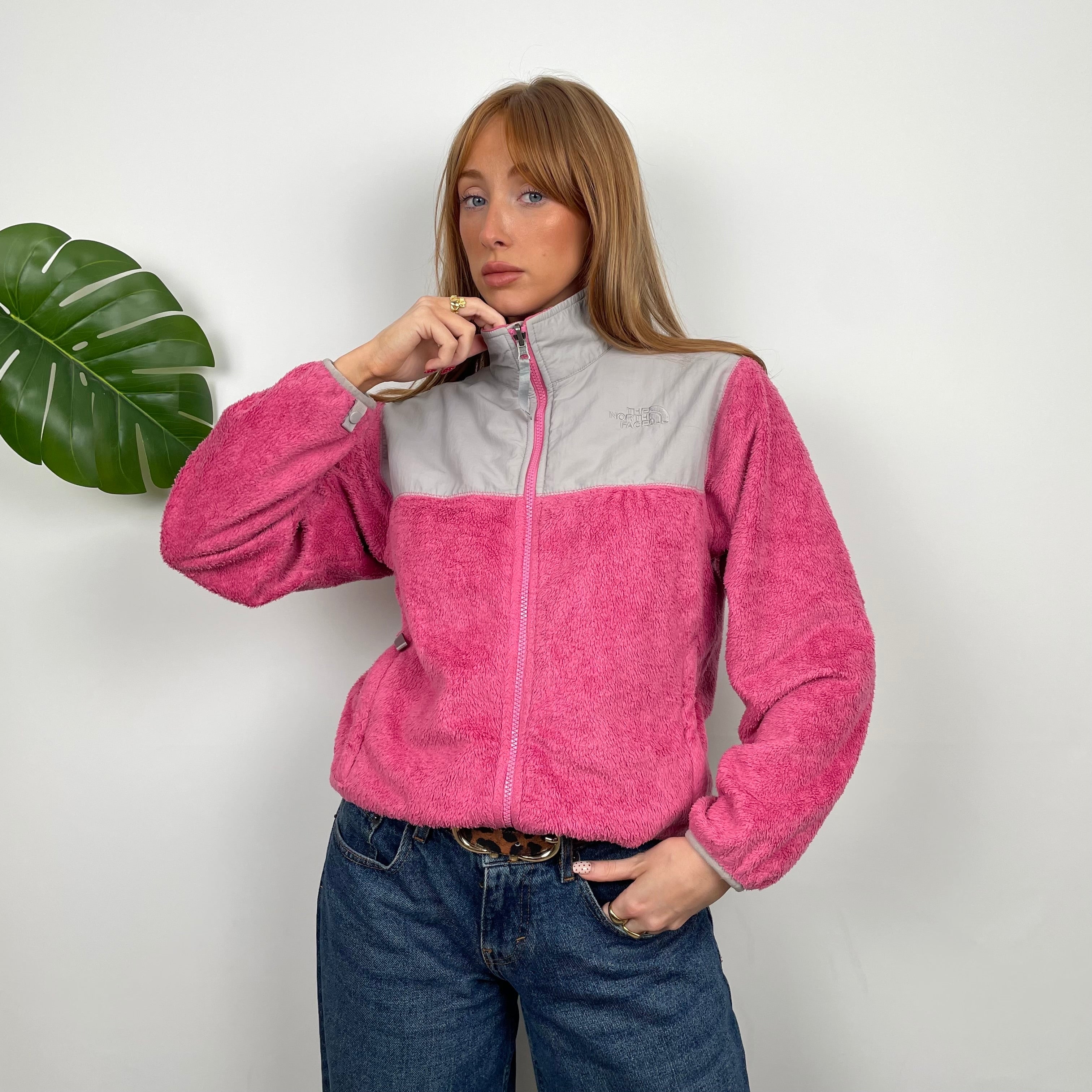 North Face Pink Denali Teddy Bear Fleece Zip Up Jacket (S)