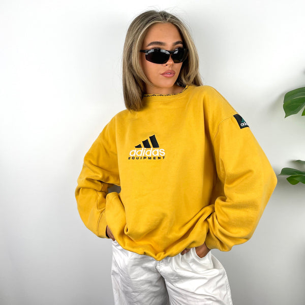 Adidas Equipment EQT RARE Yellow Embroidered Spell Out Sweatshirt (L)