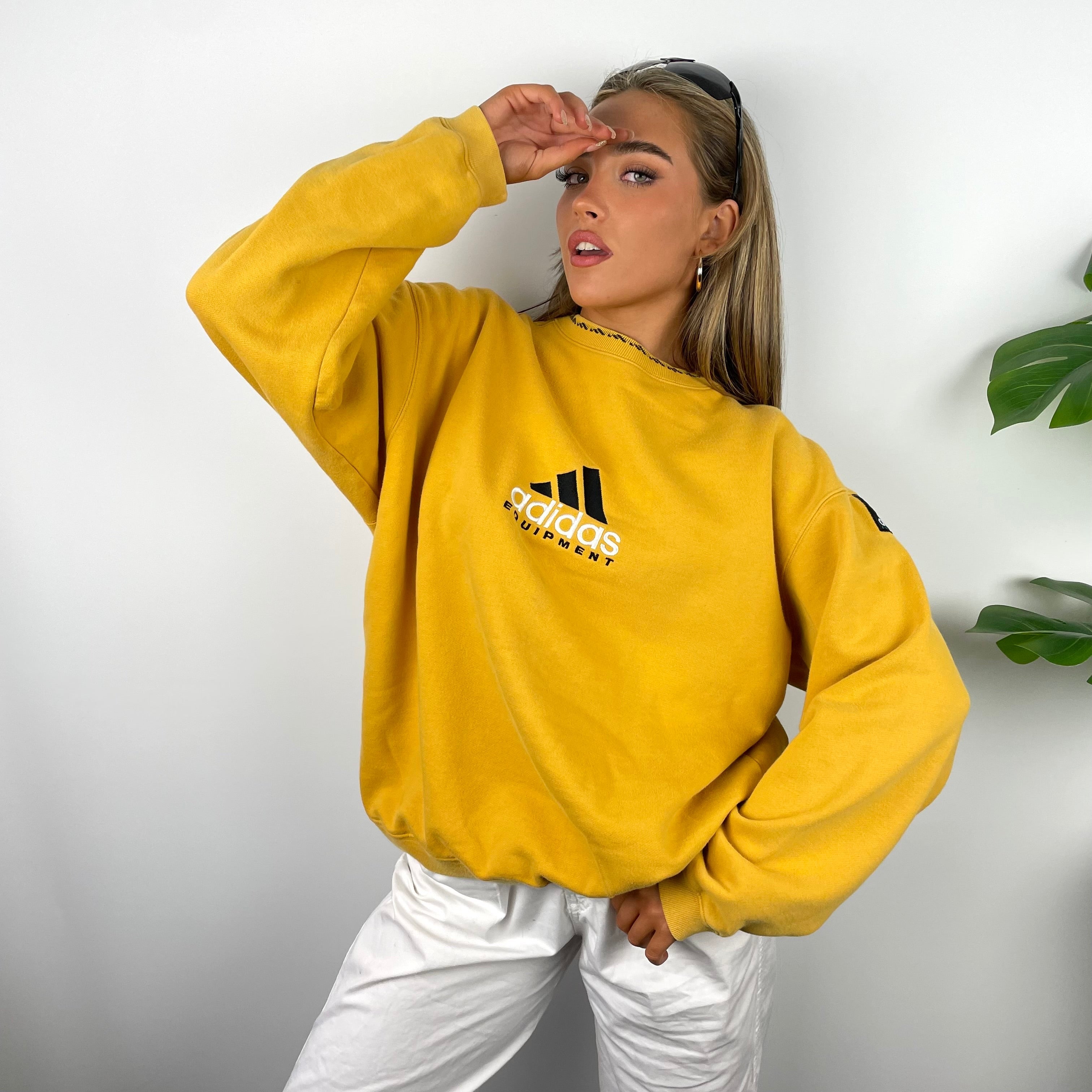 Adidas Equipment EQT RARE Yellow Embroidered Spell Out Sweatshirt (L)