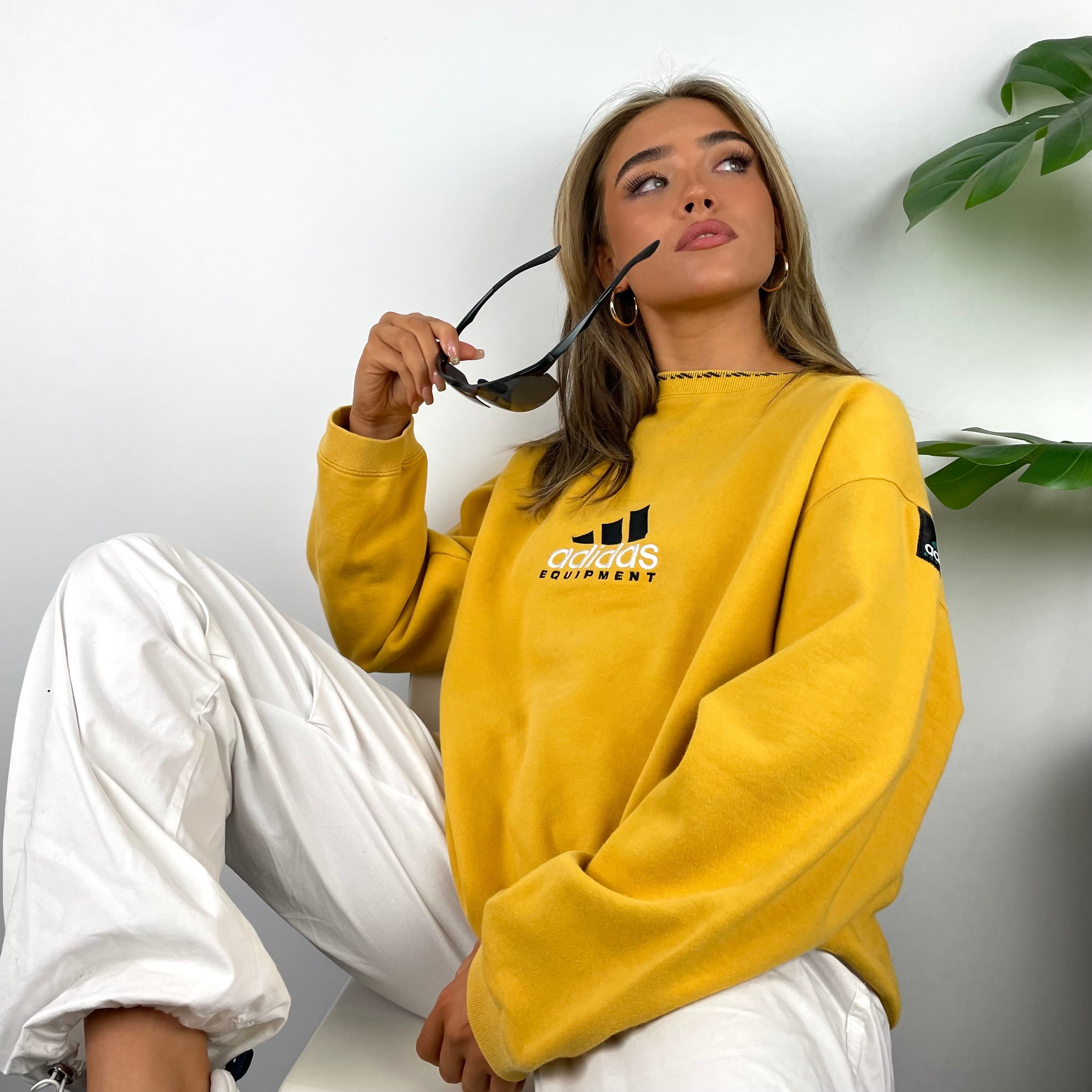 Adidas Equipment EQT RARE Yellow Embroidered Spell Out Sweatshirt (L)