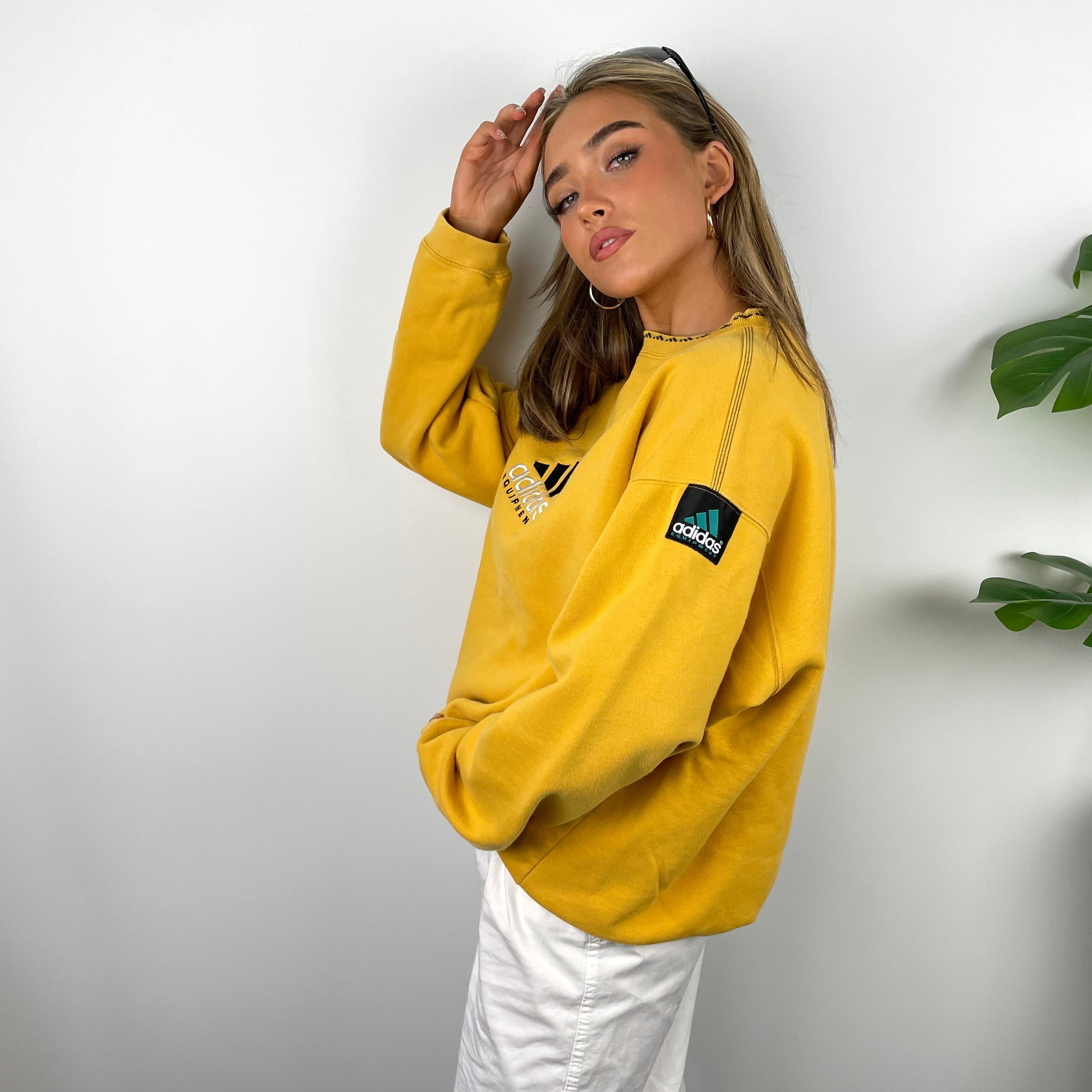 Adidas Equipment EQT RARE Yellow Embroidered Spell Out Sweatshirt (L)