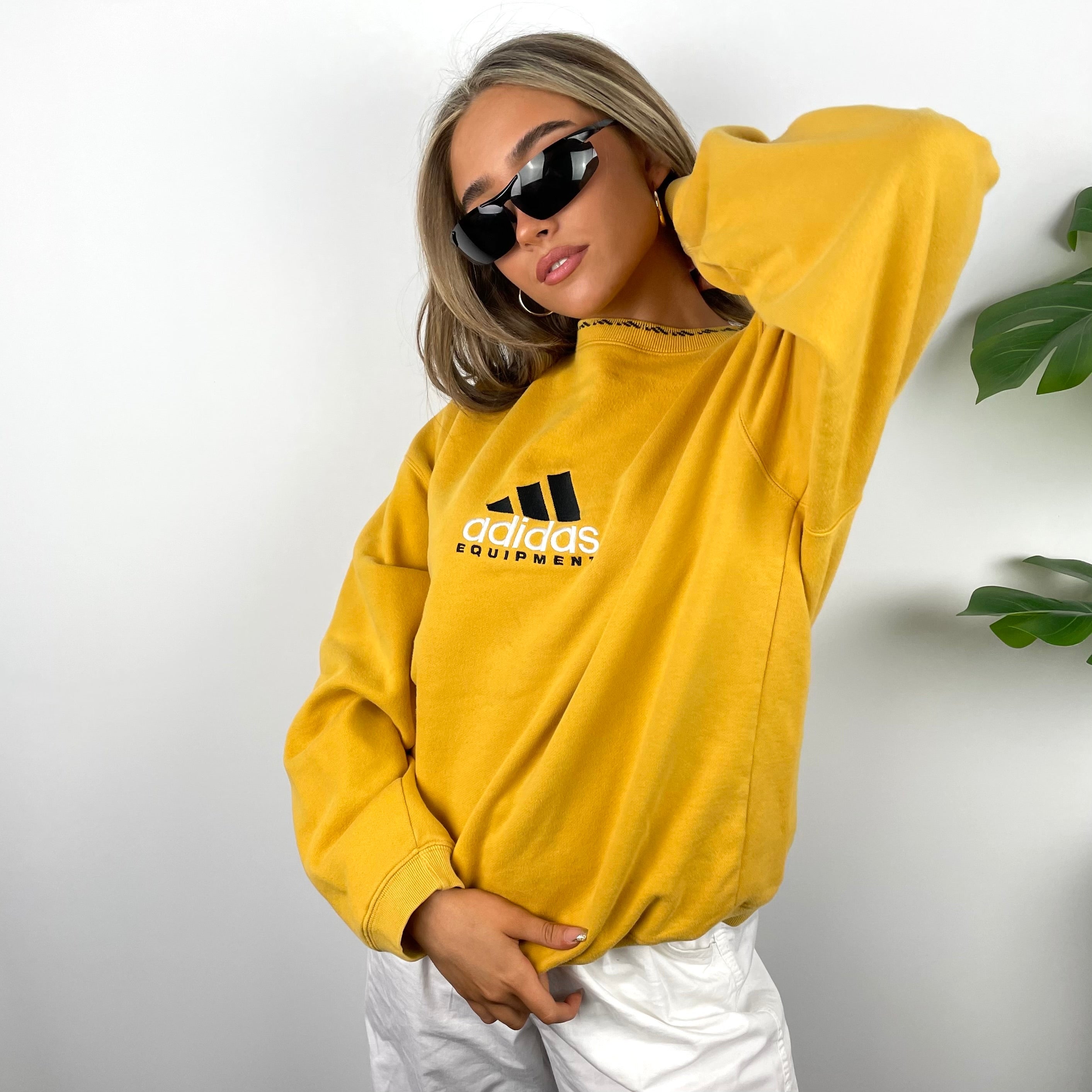 Adidas Equipment EQT RARE Yellow Embroidered Spell Out Sweatshirt (L)