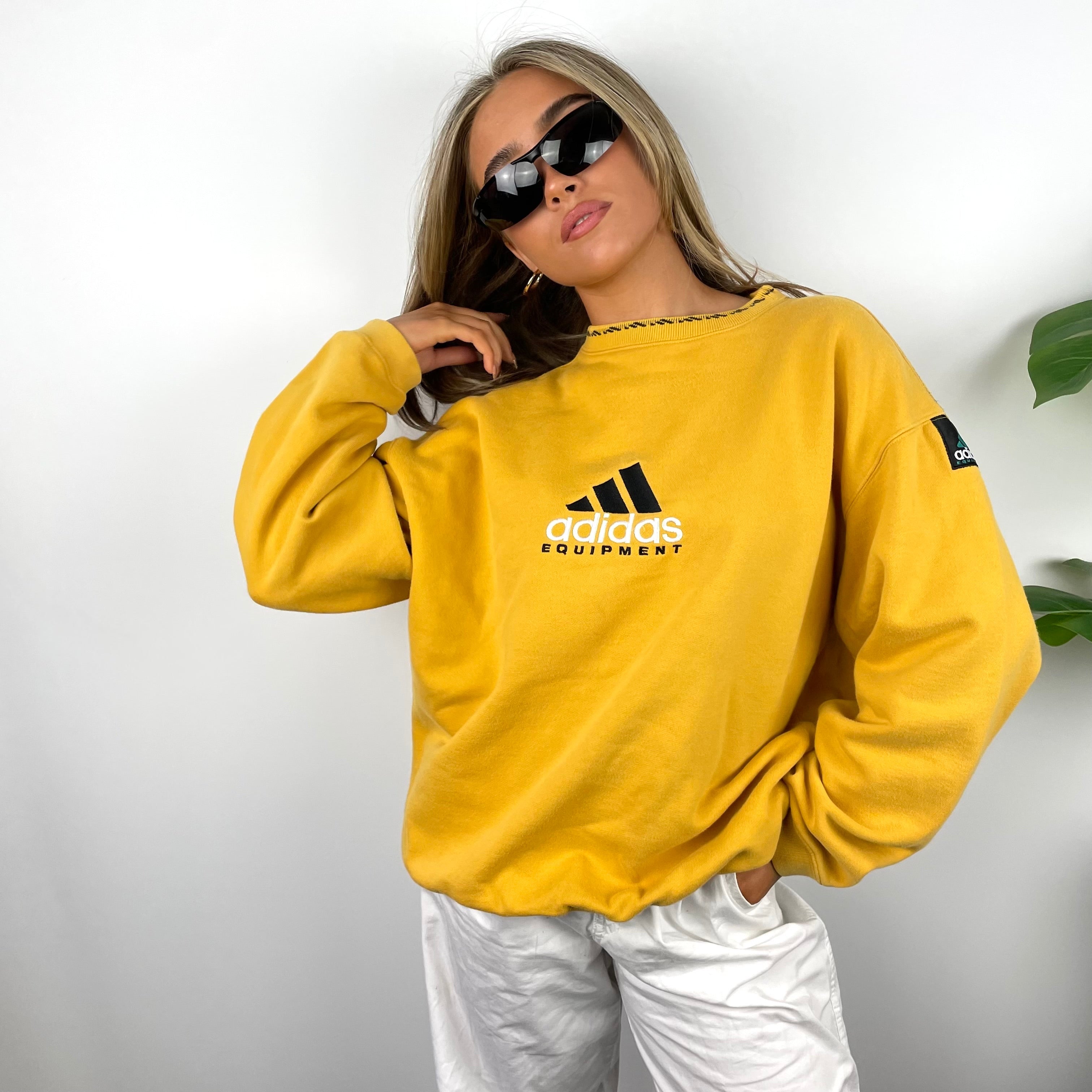 Adidas Equipment EQT RARE Yellow Embroidered Spell Out Sweatshirt (L)