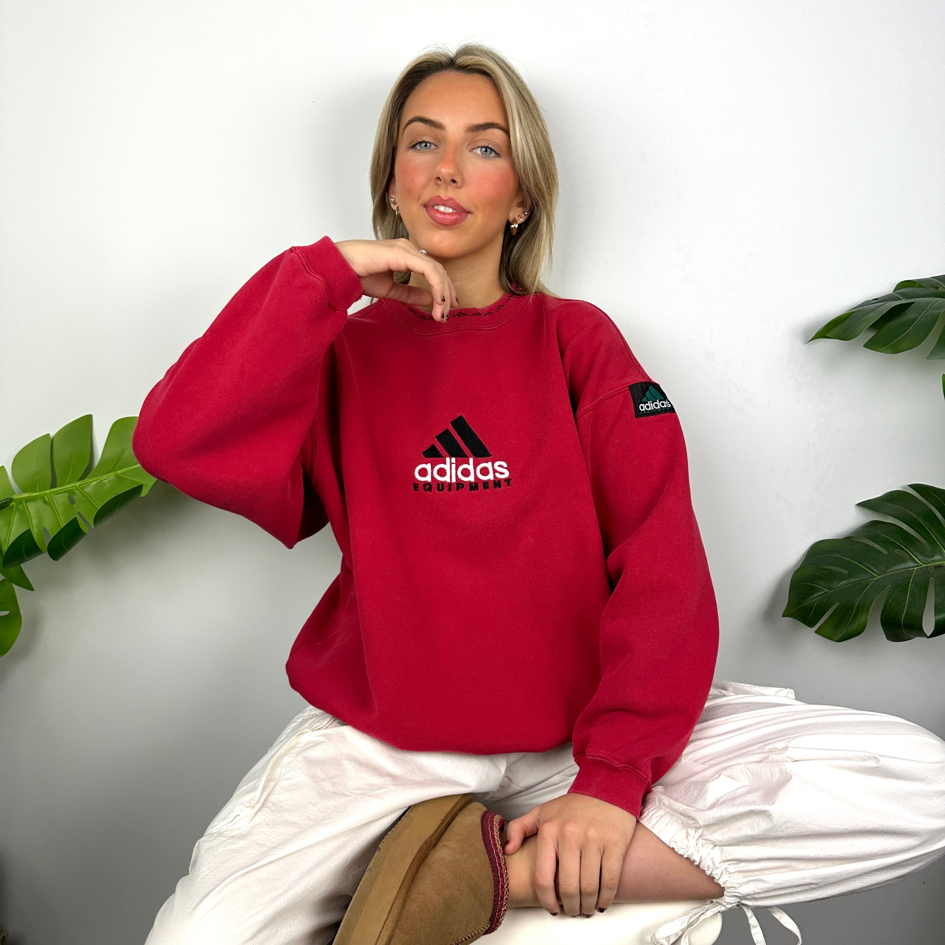 Adidas Equipment RARE Red Embroidered Spell Out Sweatshirt (M)