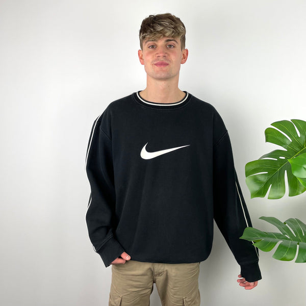 Nike Black Embroidered Swoosh Sweatshirt (XL)