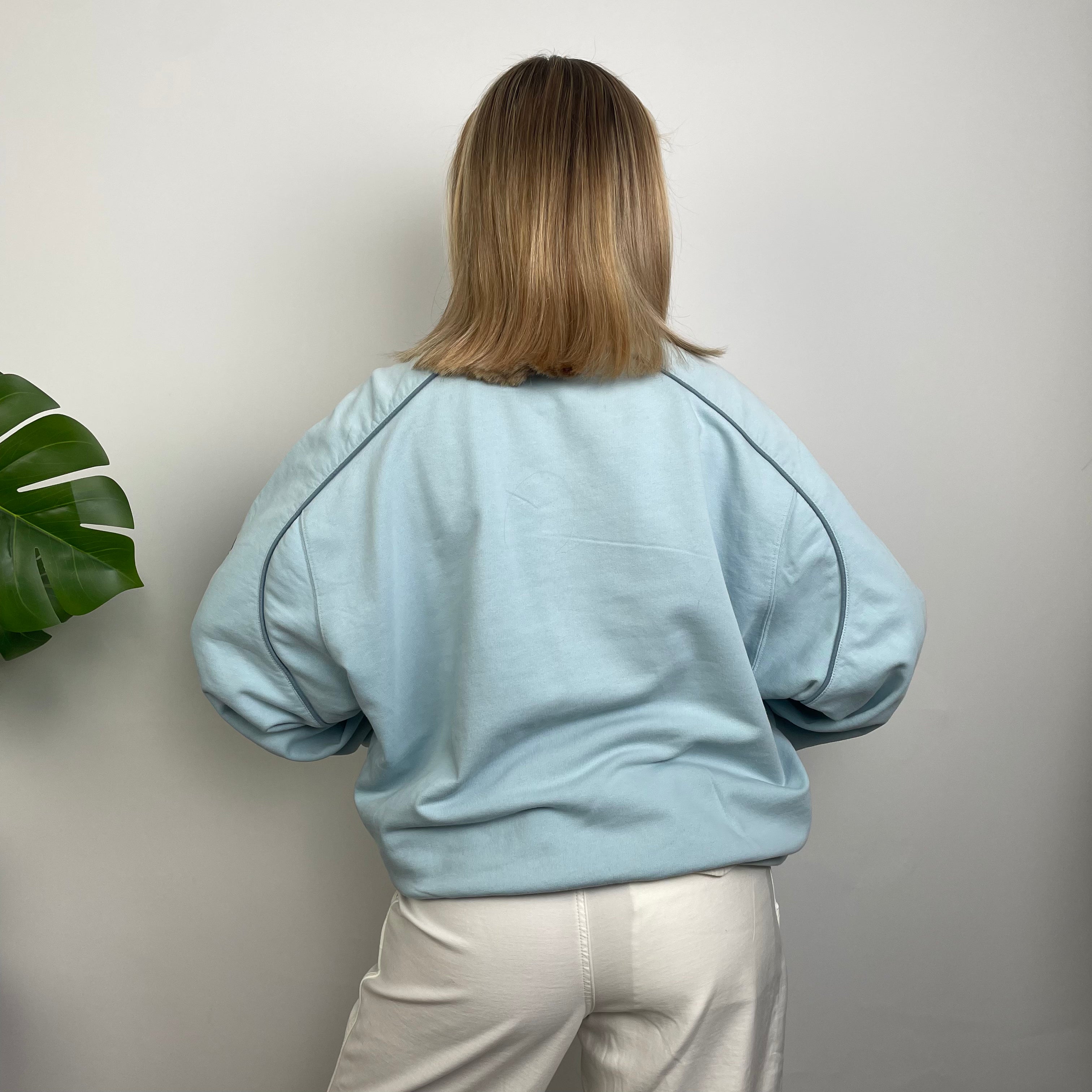 Adidas Baby Blue Embroidered Spell Out Sweatshirt (L)