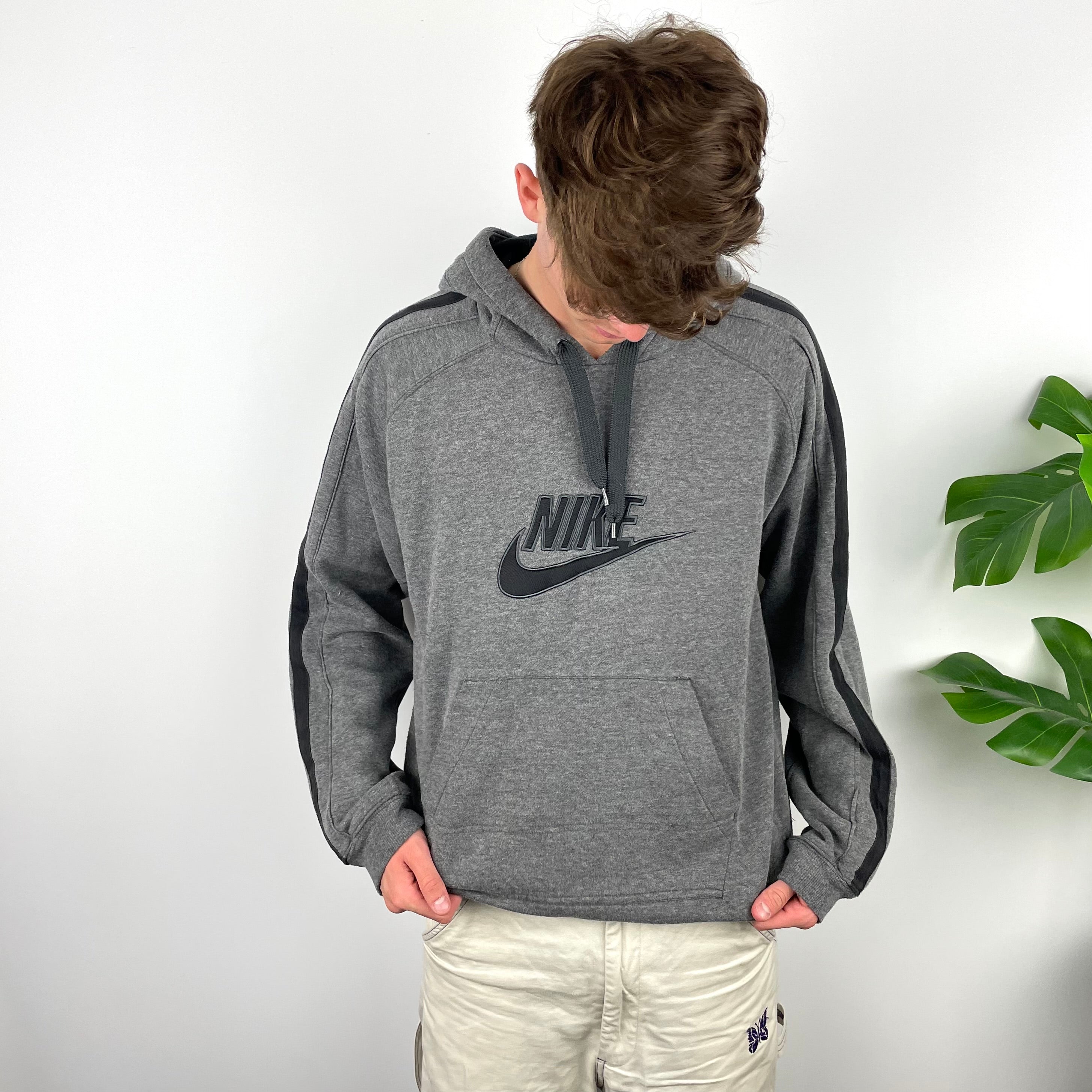 Nike RARE Grey Embroidered Spell Out Hoodie (L)