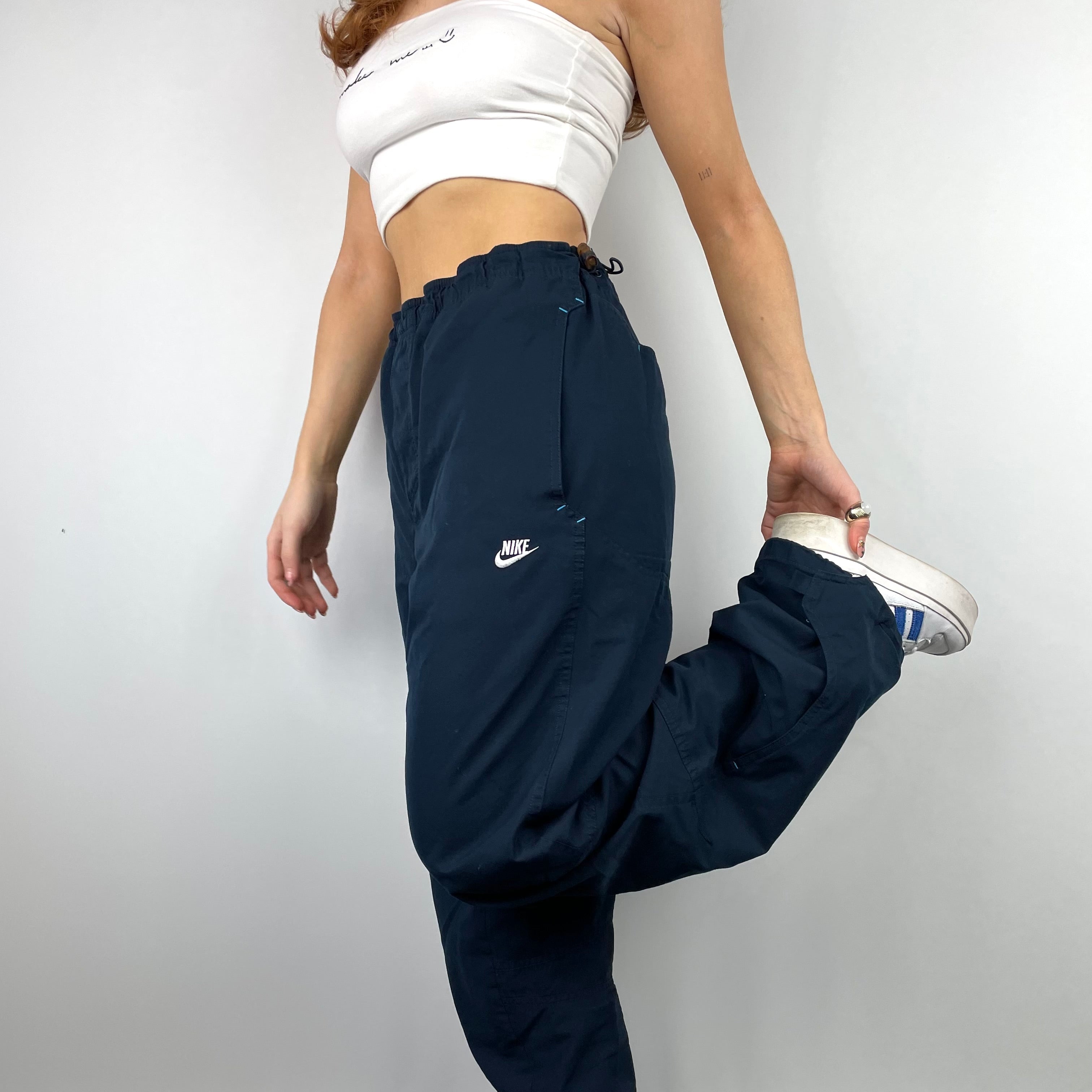 Nike Navy Embroidered Spell Out Track Pants (L)