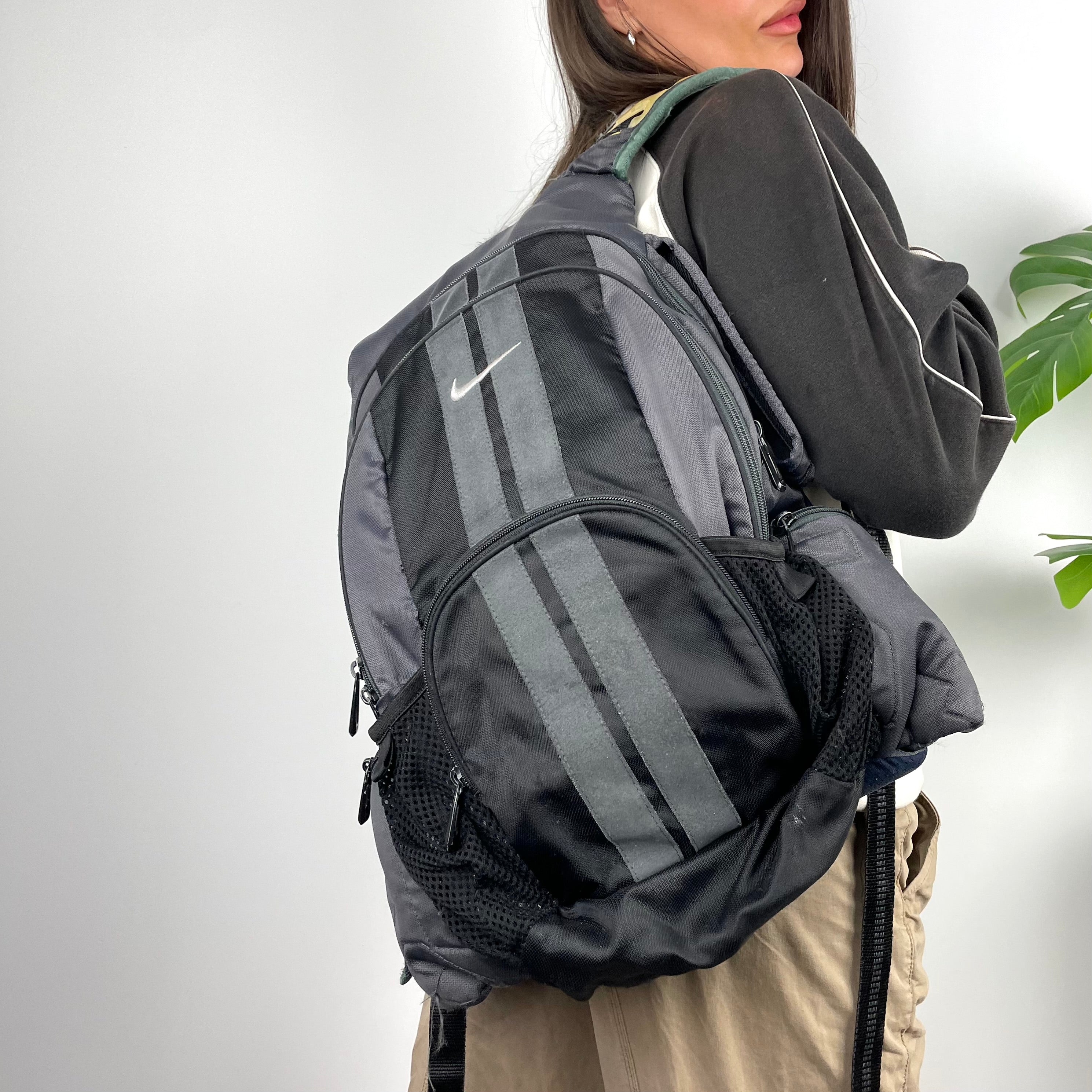 Nike RARE Black & Grey Embroidered Swoosh Backpack