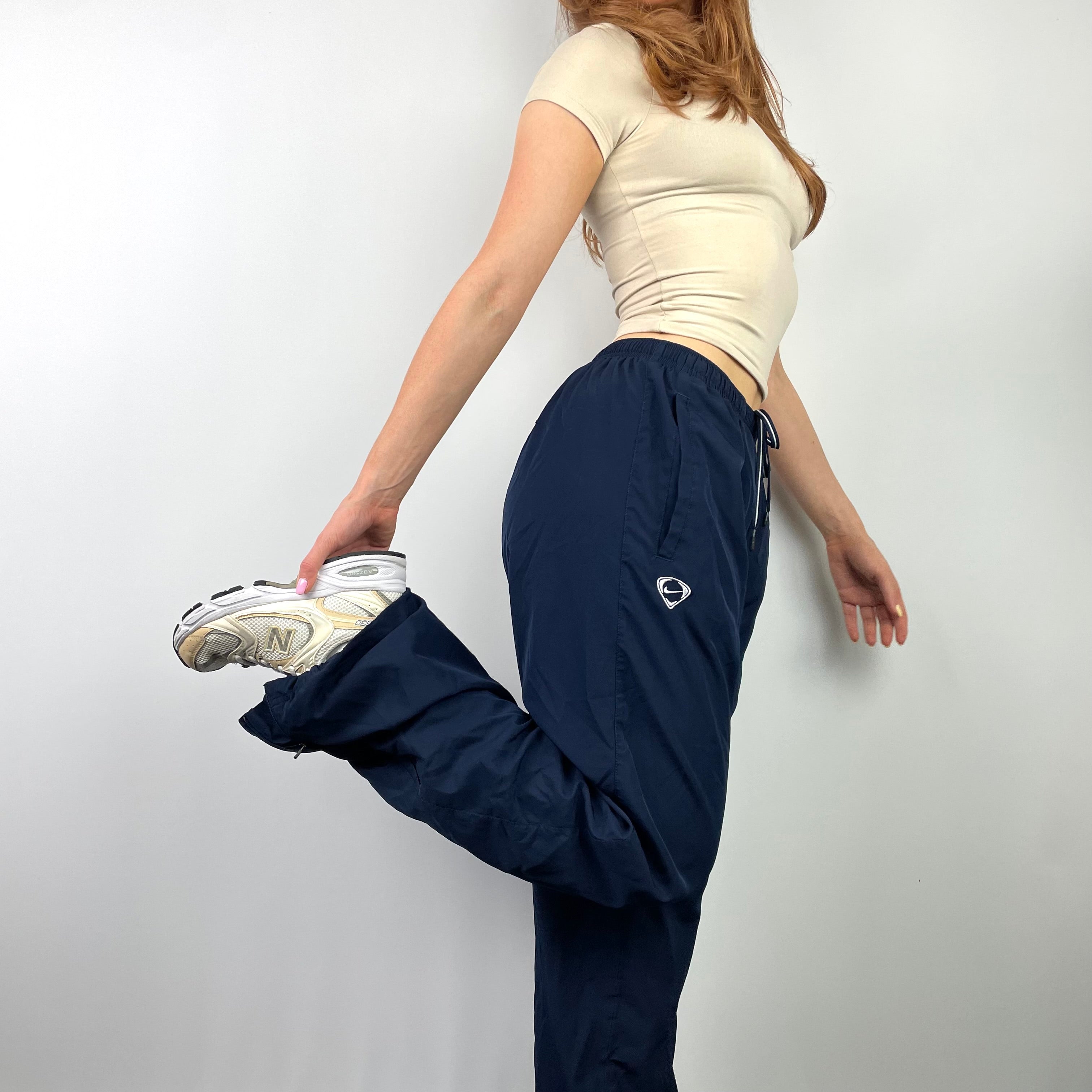 Nike Navy Embroidered Swoosh Track Pants (L)