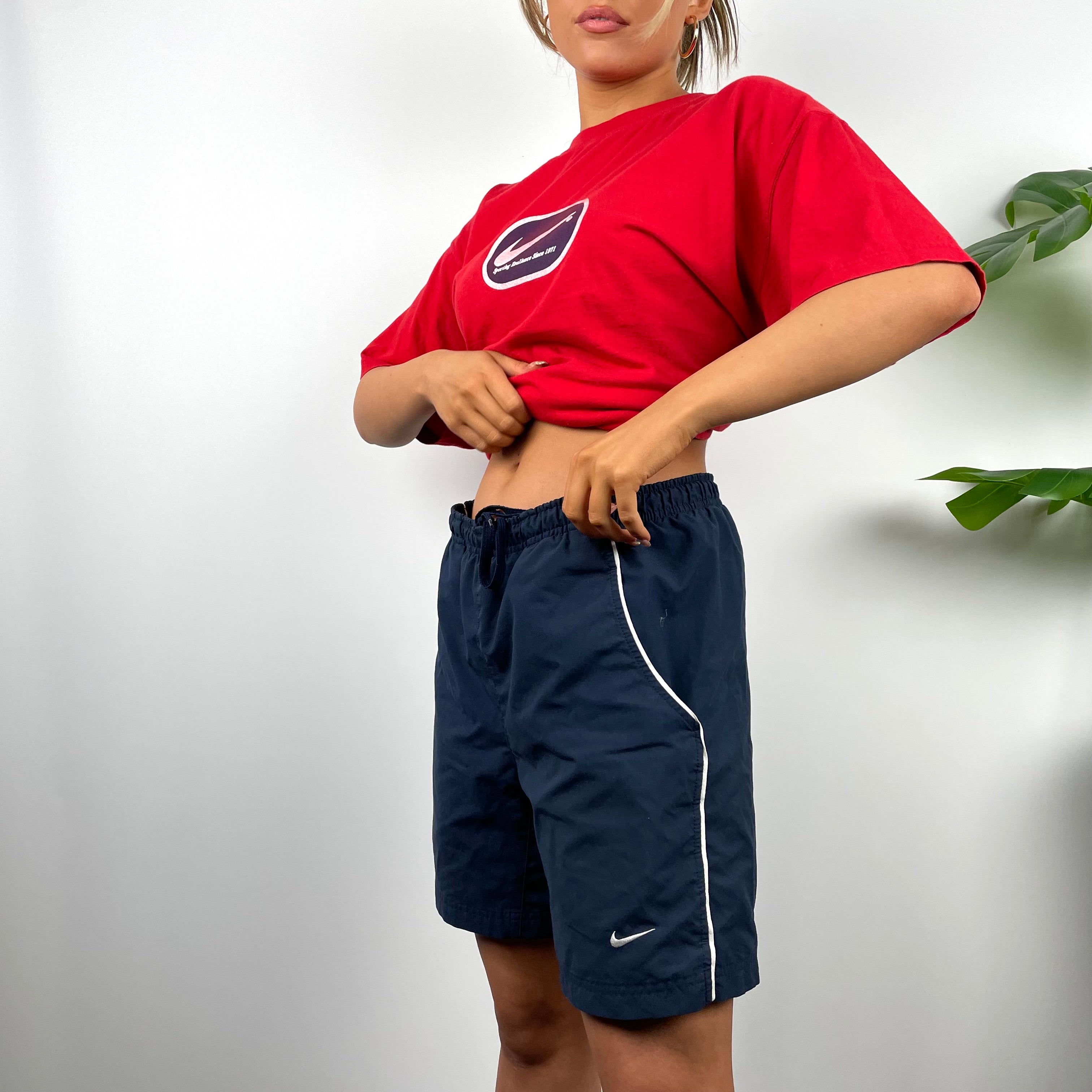 Nike Navy Embroidered Swoosh Shorts (S)