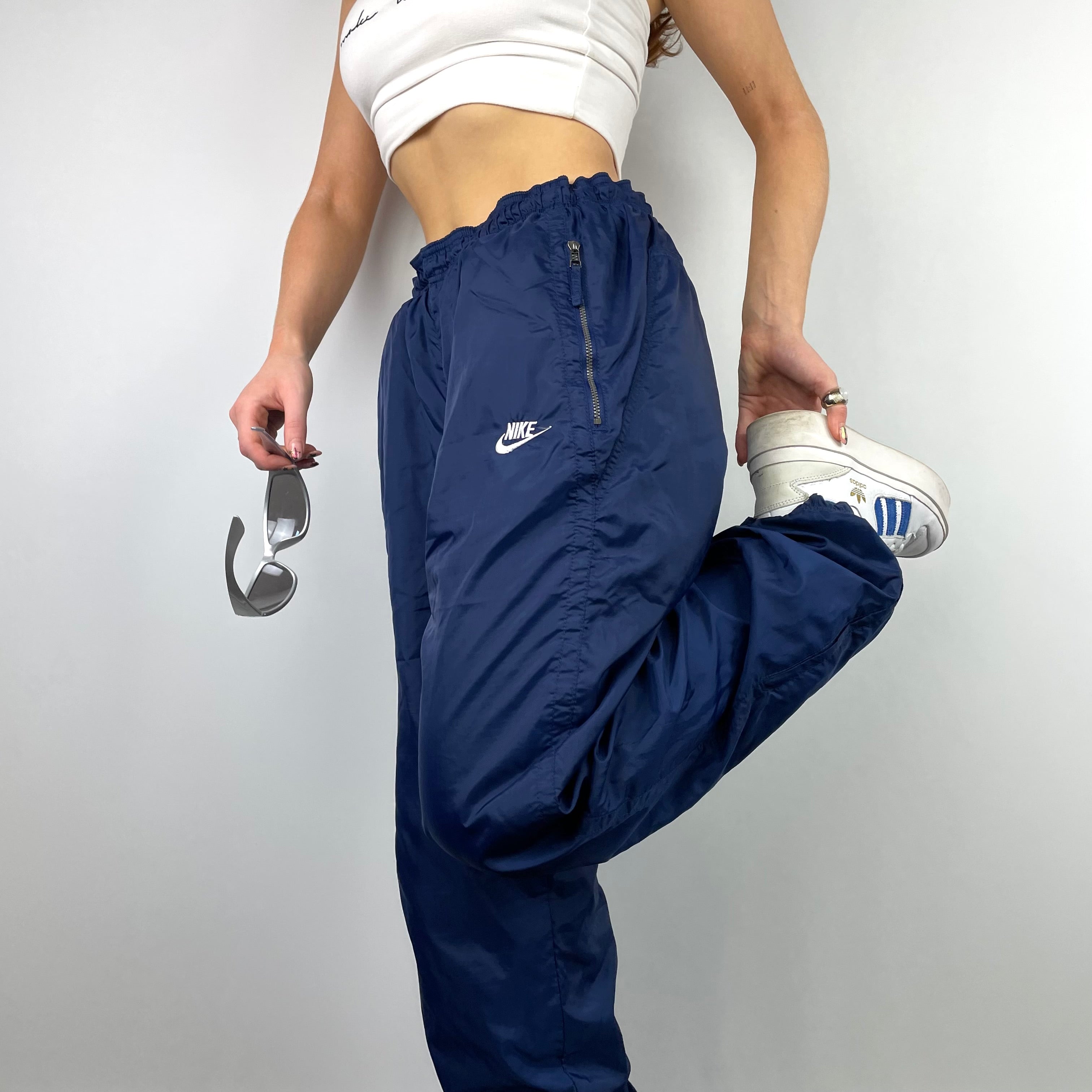 Nike Navy Embroidered Swoosh Track Pants (L) – Jamie Online Vintage