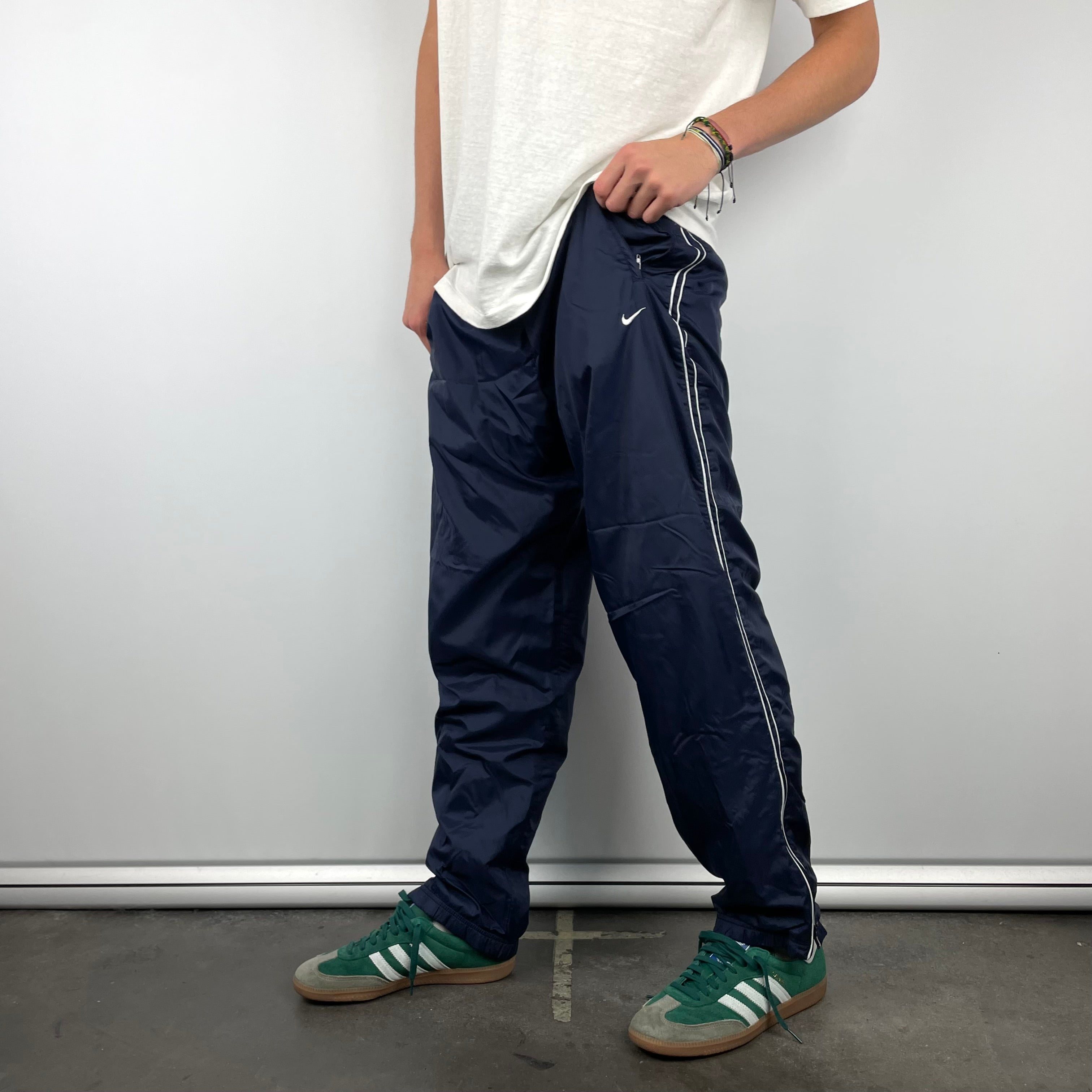 Nike Navy Embroidered Swoosh Track Pants (L)
