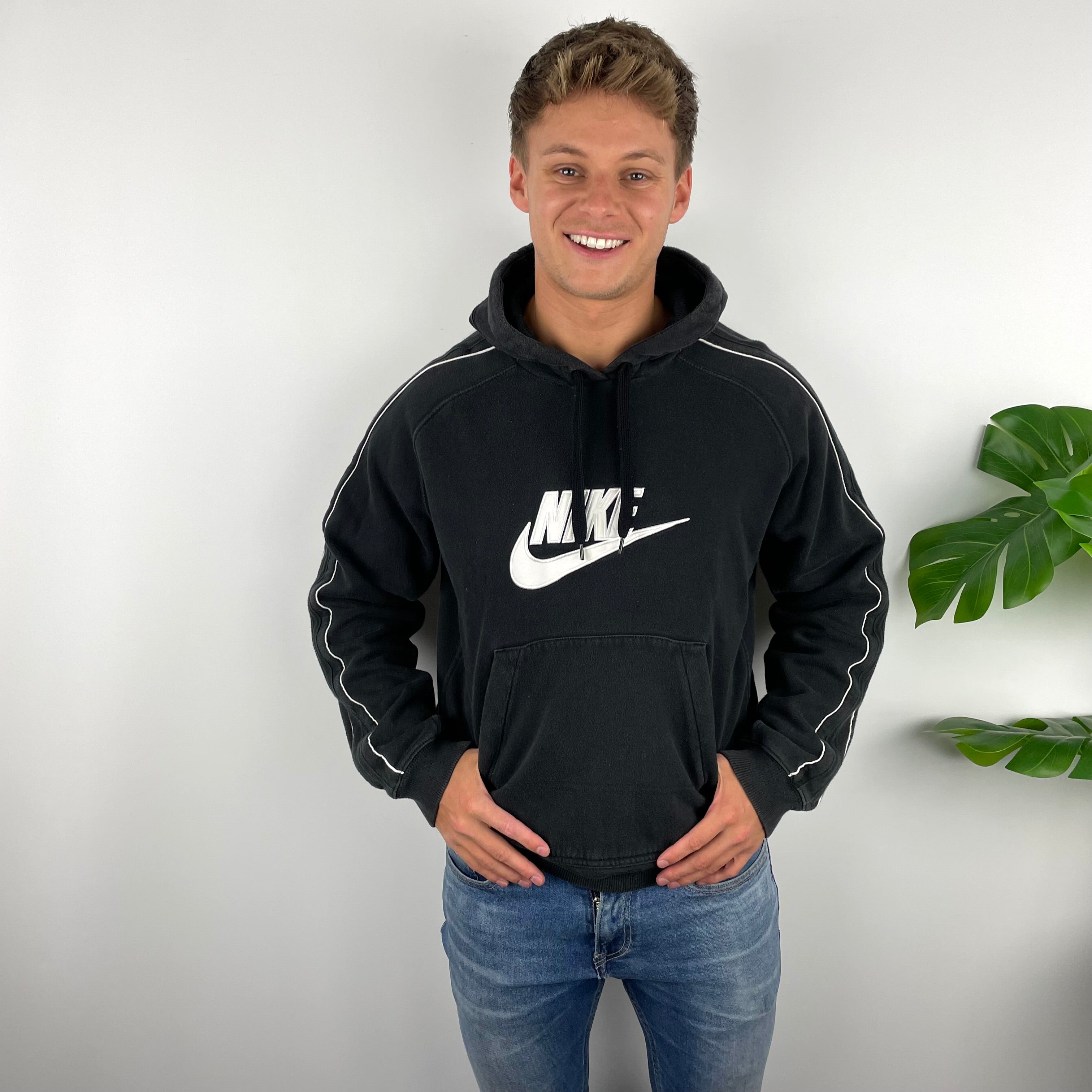Nike RARE Black Embroidered Spell Out Hoodie (L)