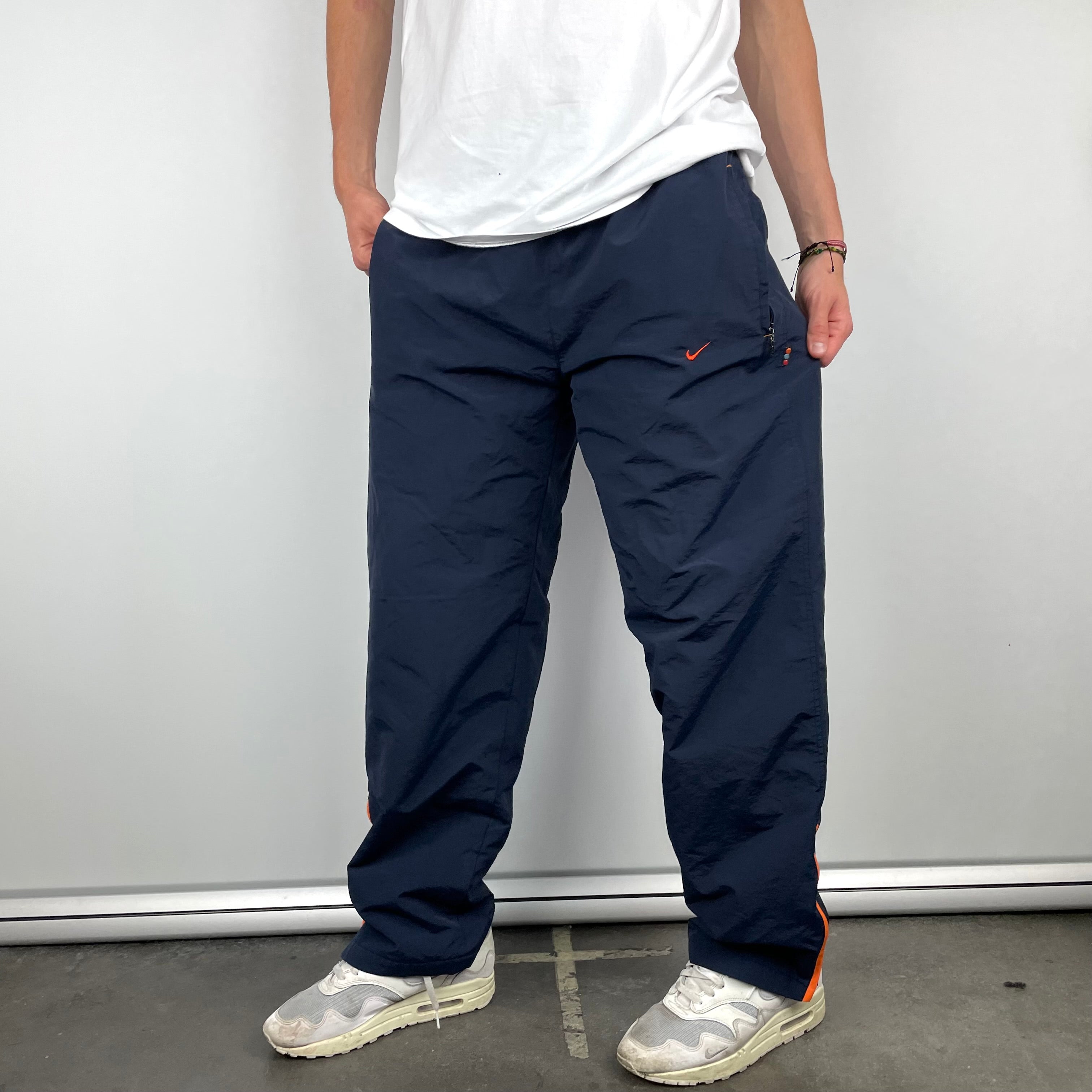 Nike Navy Embroidered Swoosh Track Pants (S)