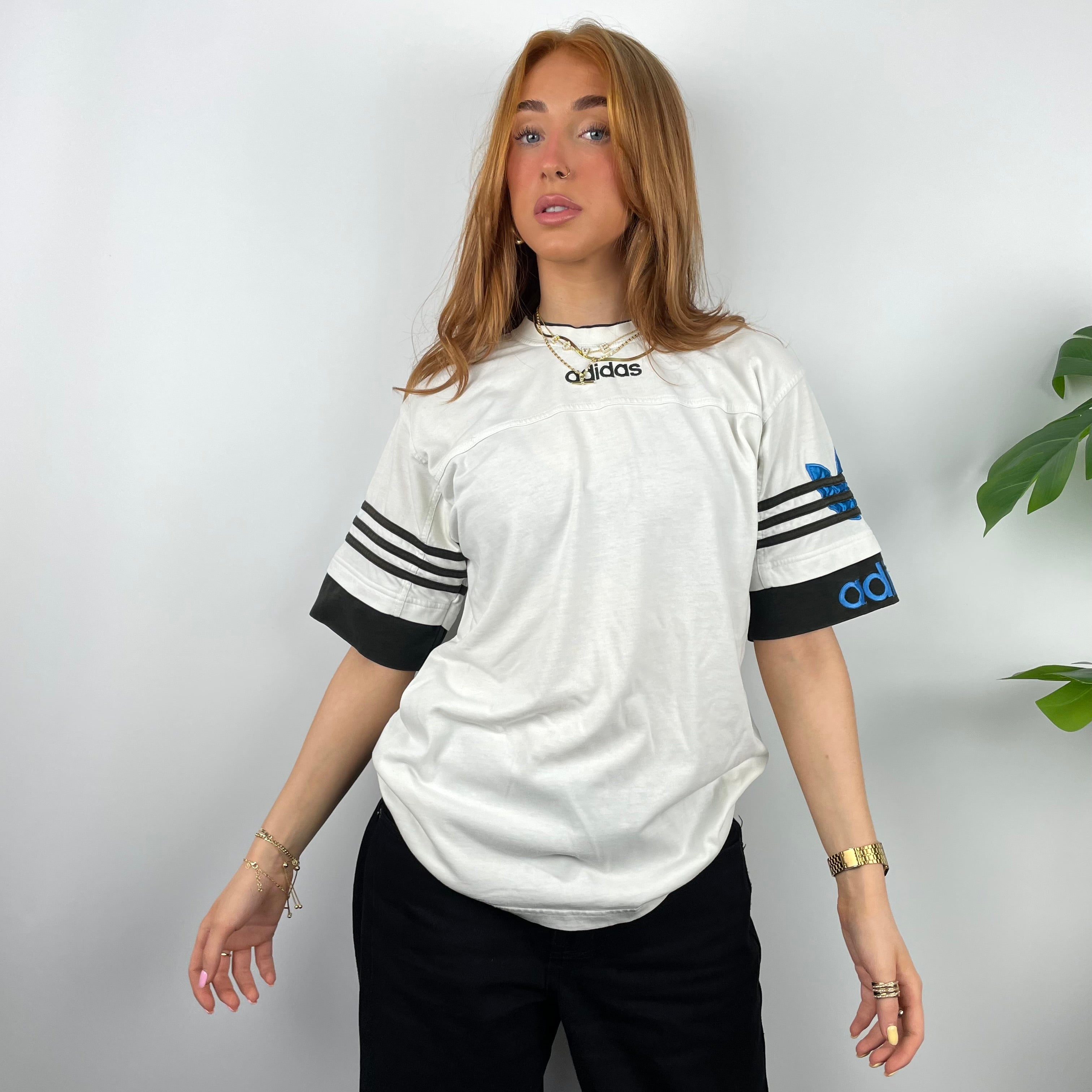 Adidas RARE White Embroidered Spell Out T Shirt (M)