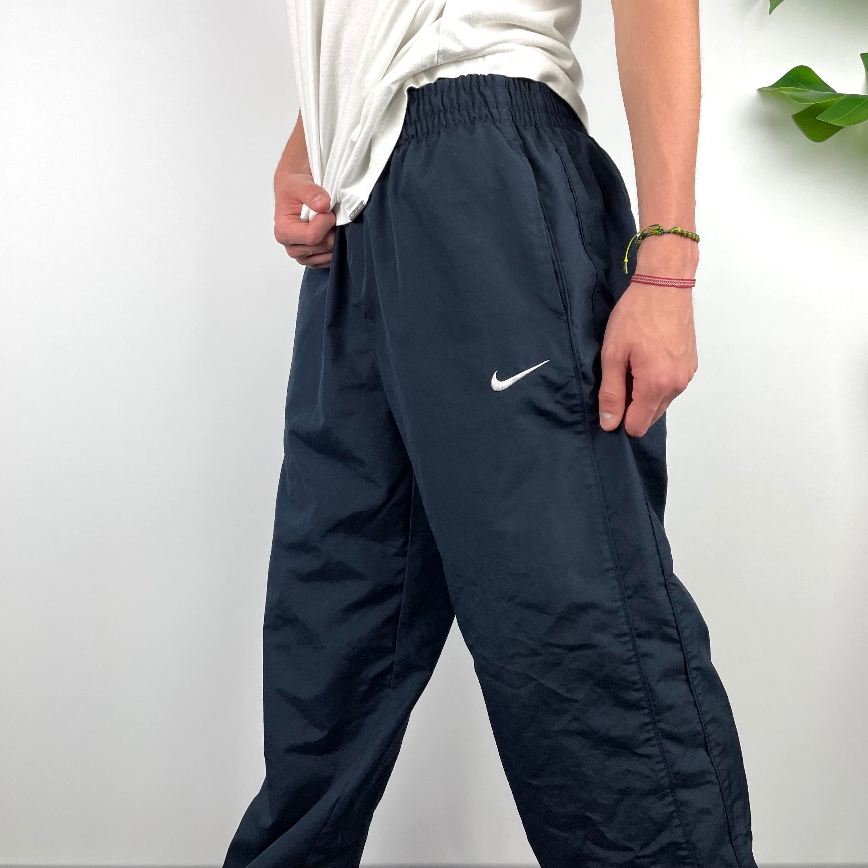 Nike Navy Embroidered Swoosh Track Pants (L)