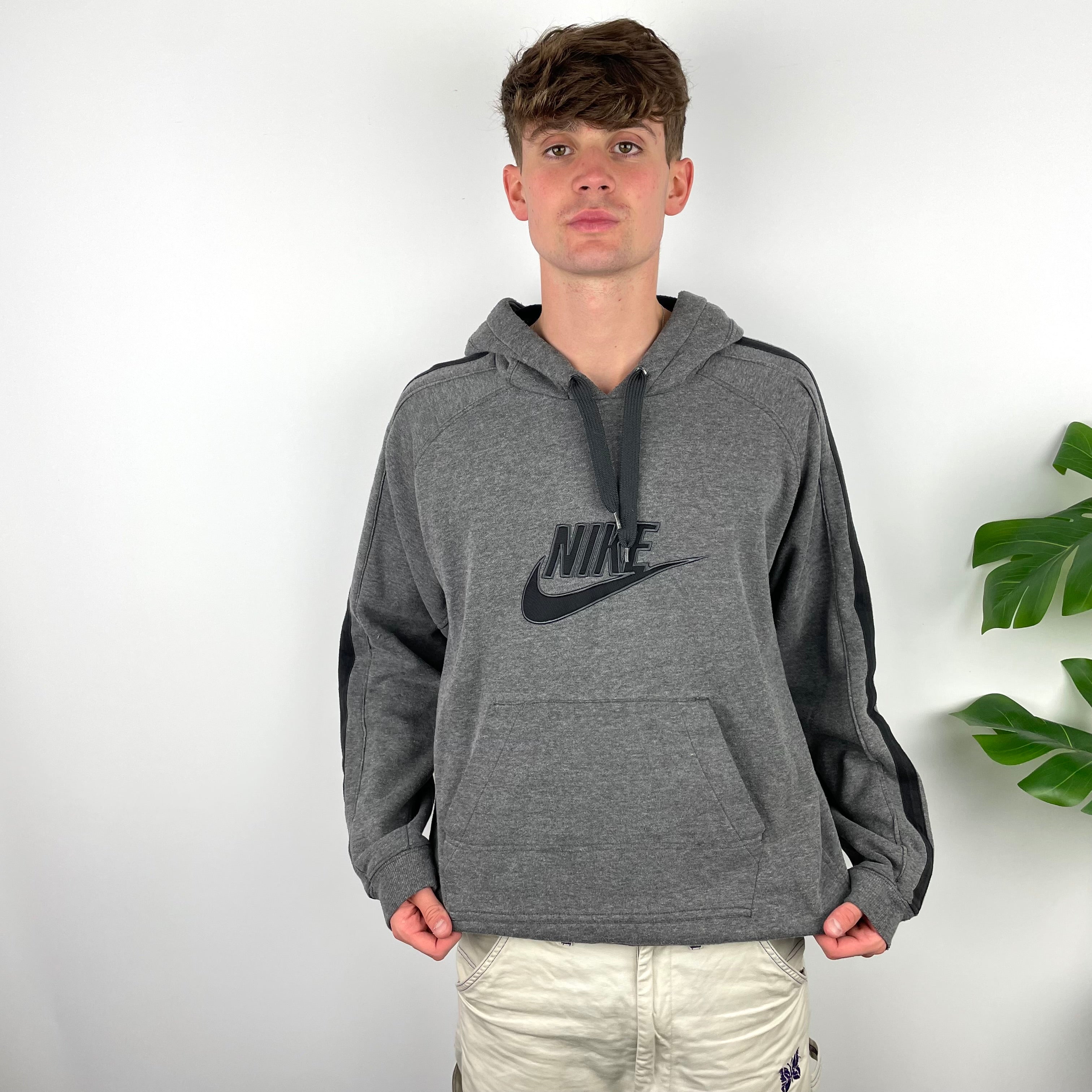 Nike RARE Grey Embroidered Spell Out Hoodie (L)