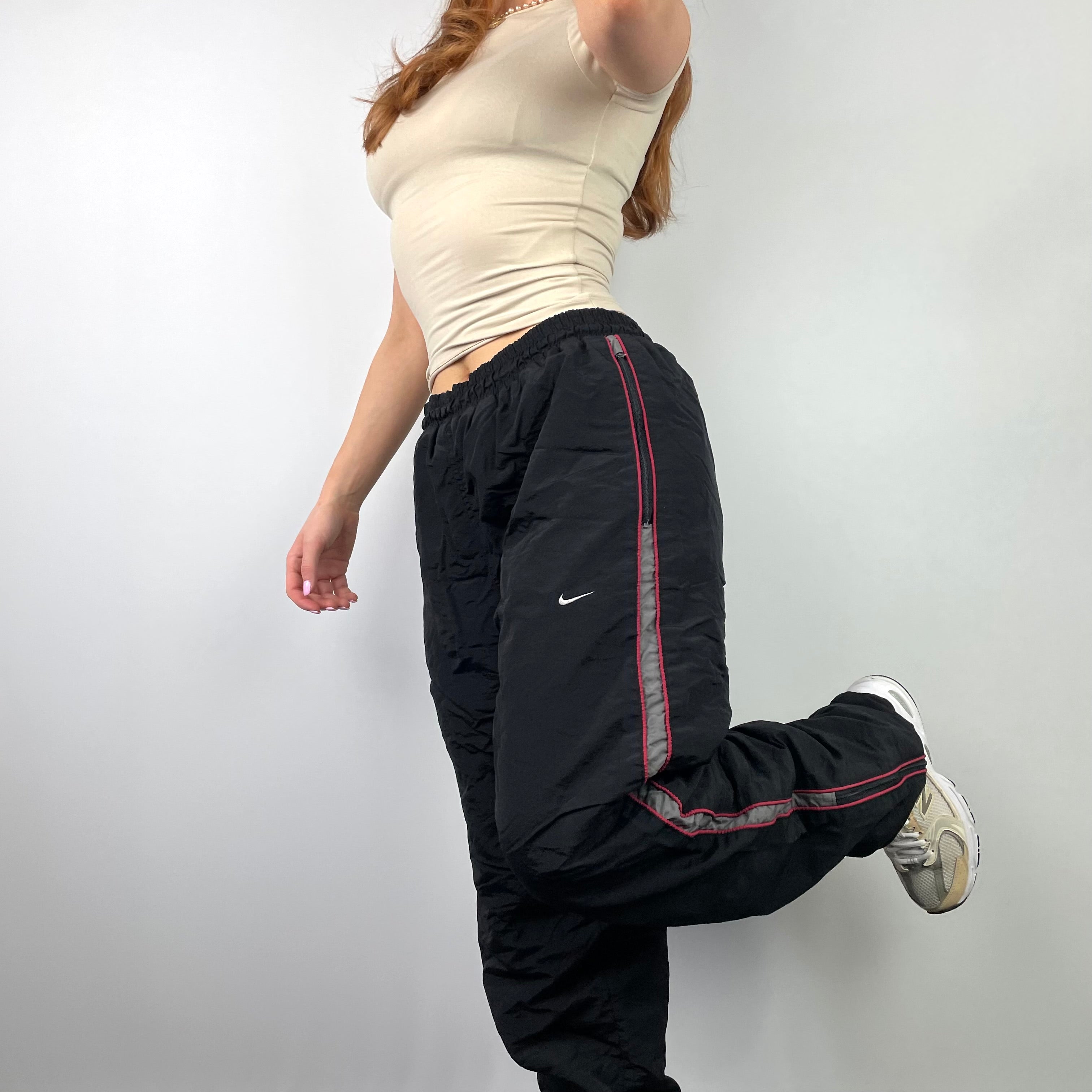 Nike Navy Embroidered Swoosh Track Pants (S) – Jamie Online Vintage