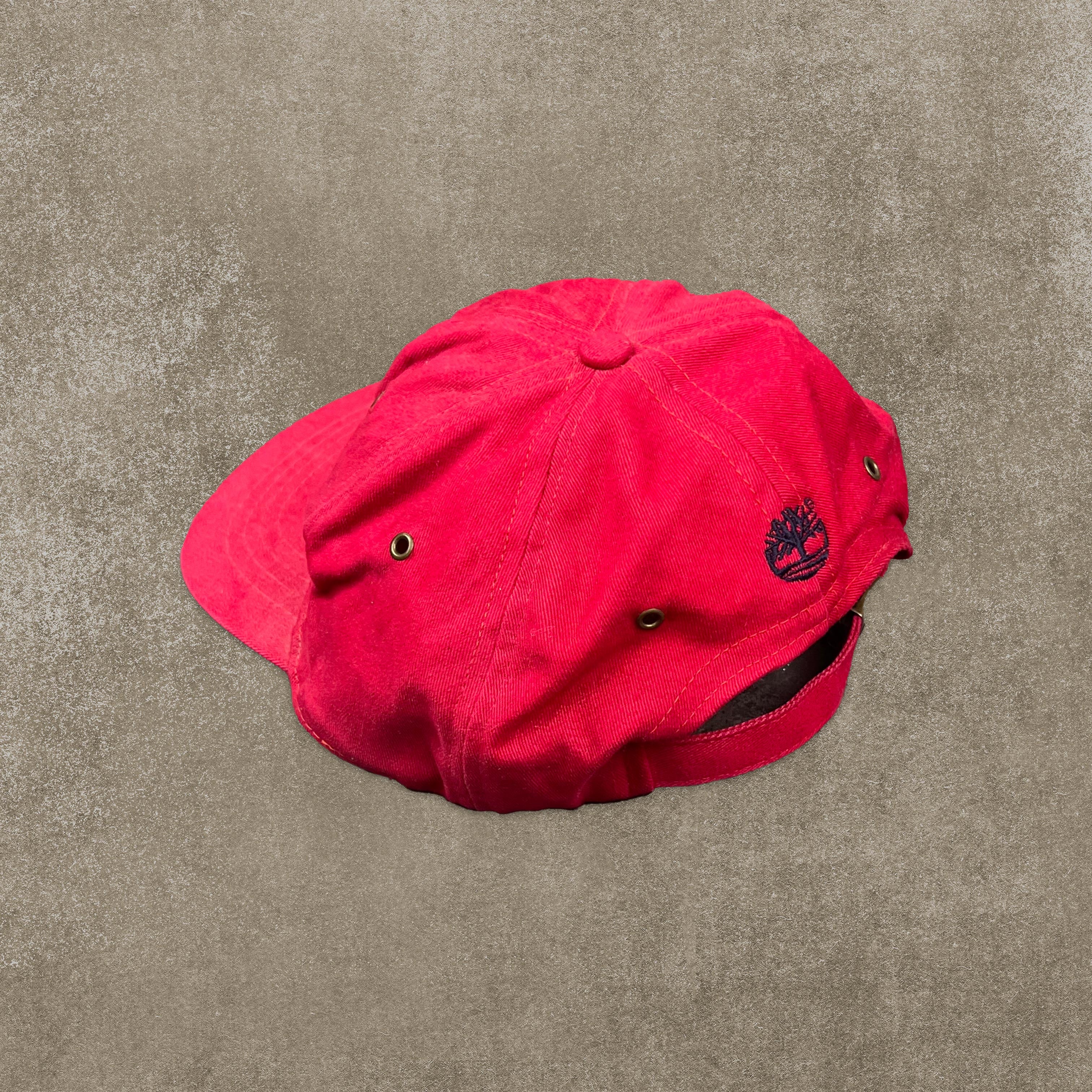Timberland RARE Red Embroidered Spell Out Cap