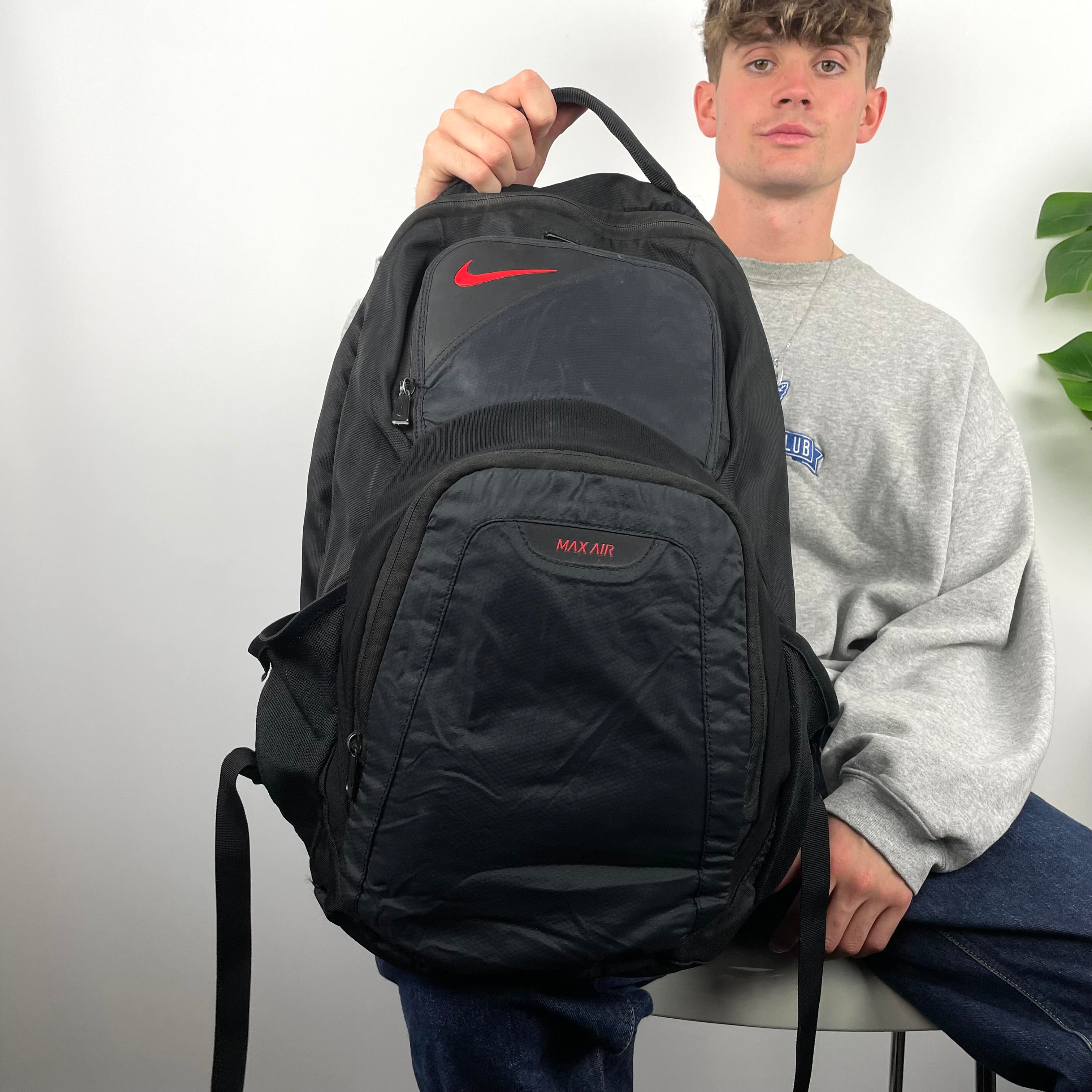 nike backpack airmax Nike Air Max RARE Black Embroidered Spell Out Backpack – Jamie Online Vintage