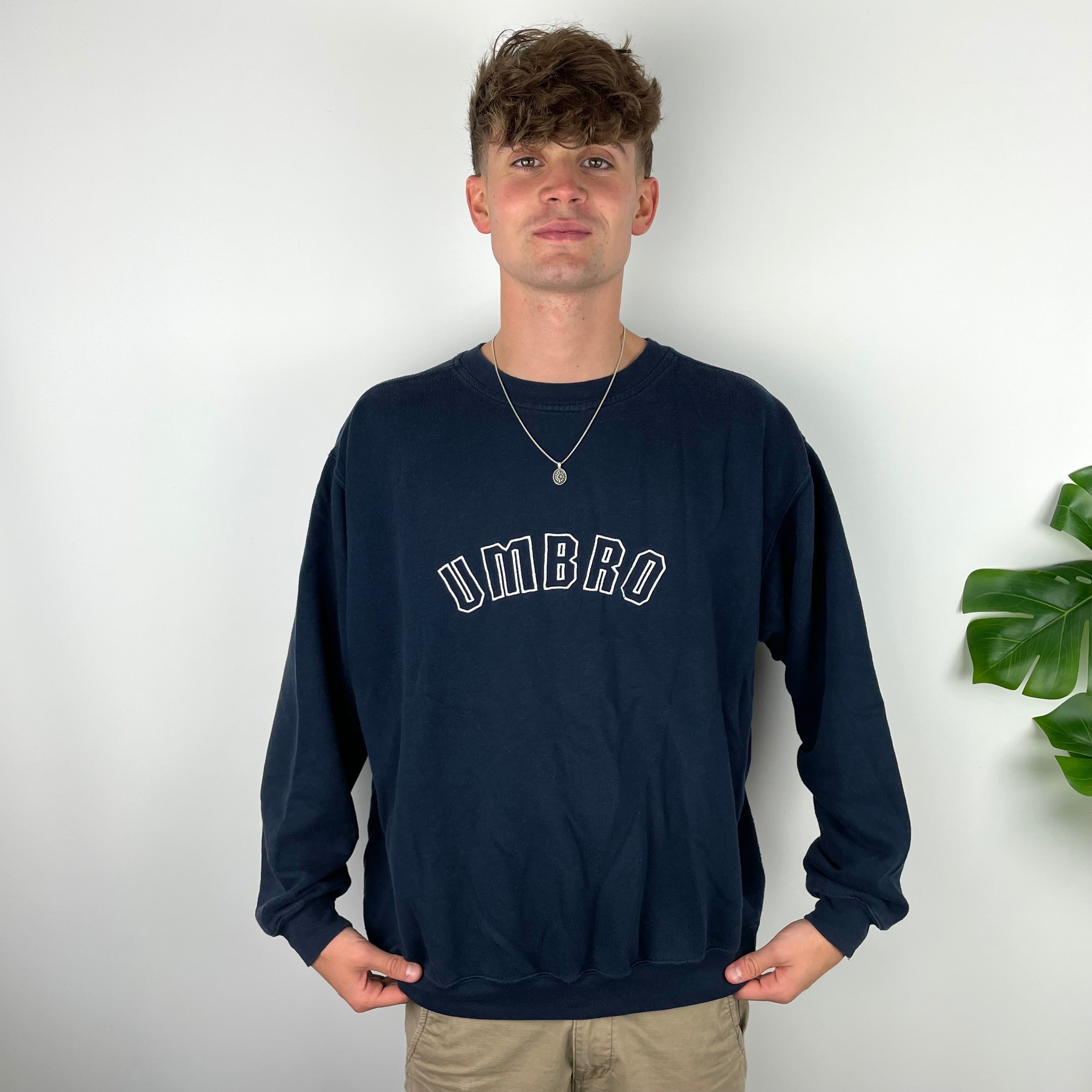 Umbro RARE Navy Embroidered Spell Out Sweatshirt (XL)