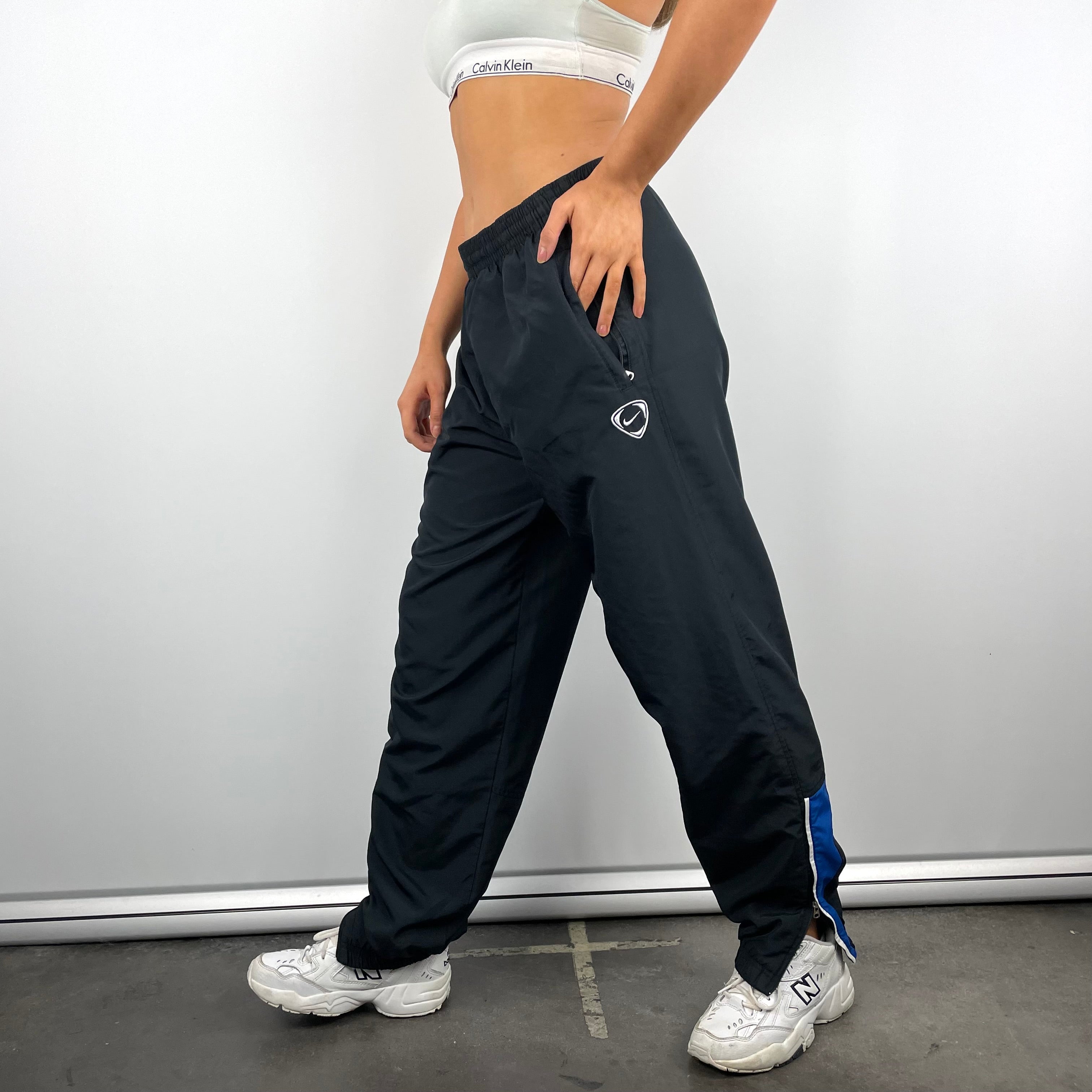 Nike Black Embroidered Swoosh Track Pants (S)