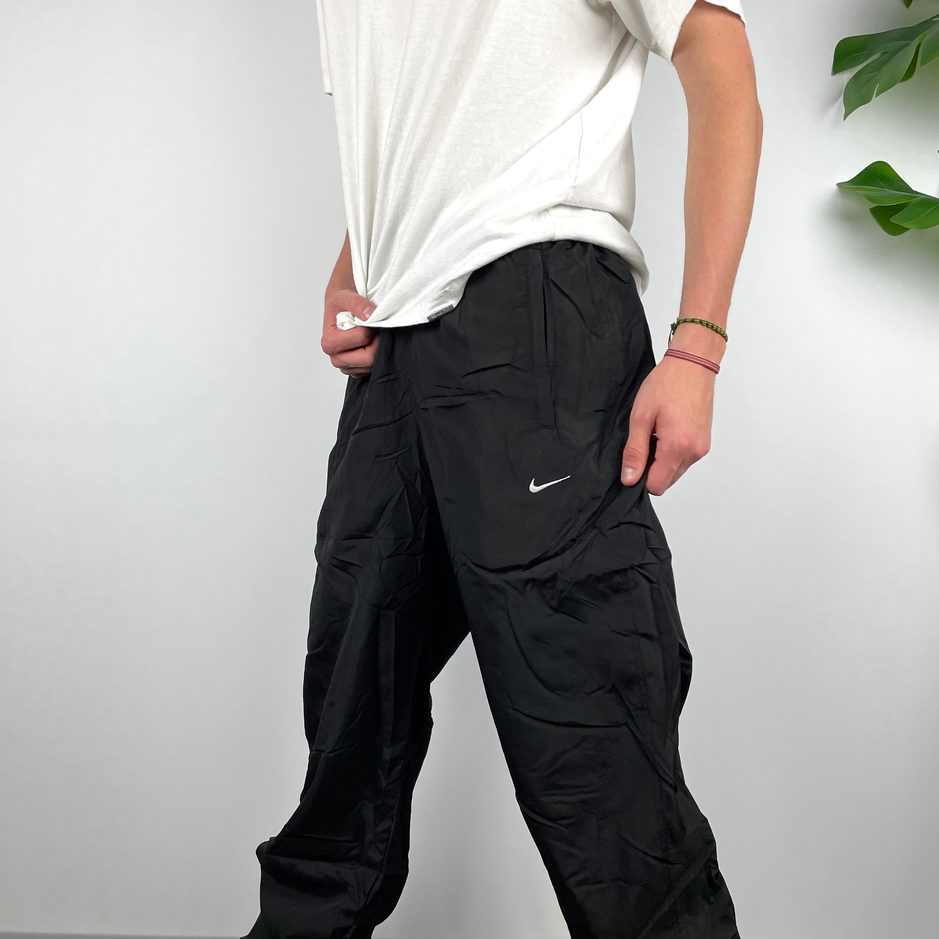 Nike Black Embroidered Swoosh Track Pants (L)