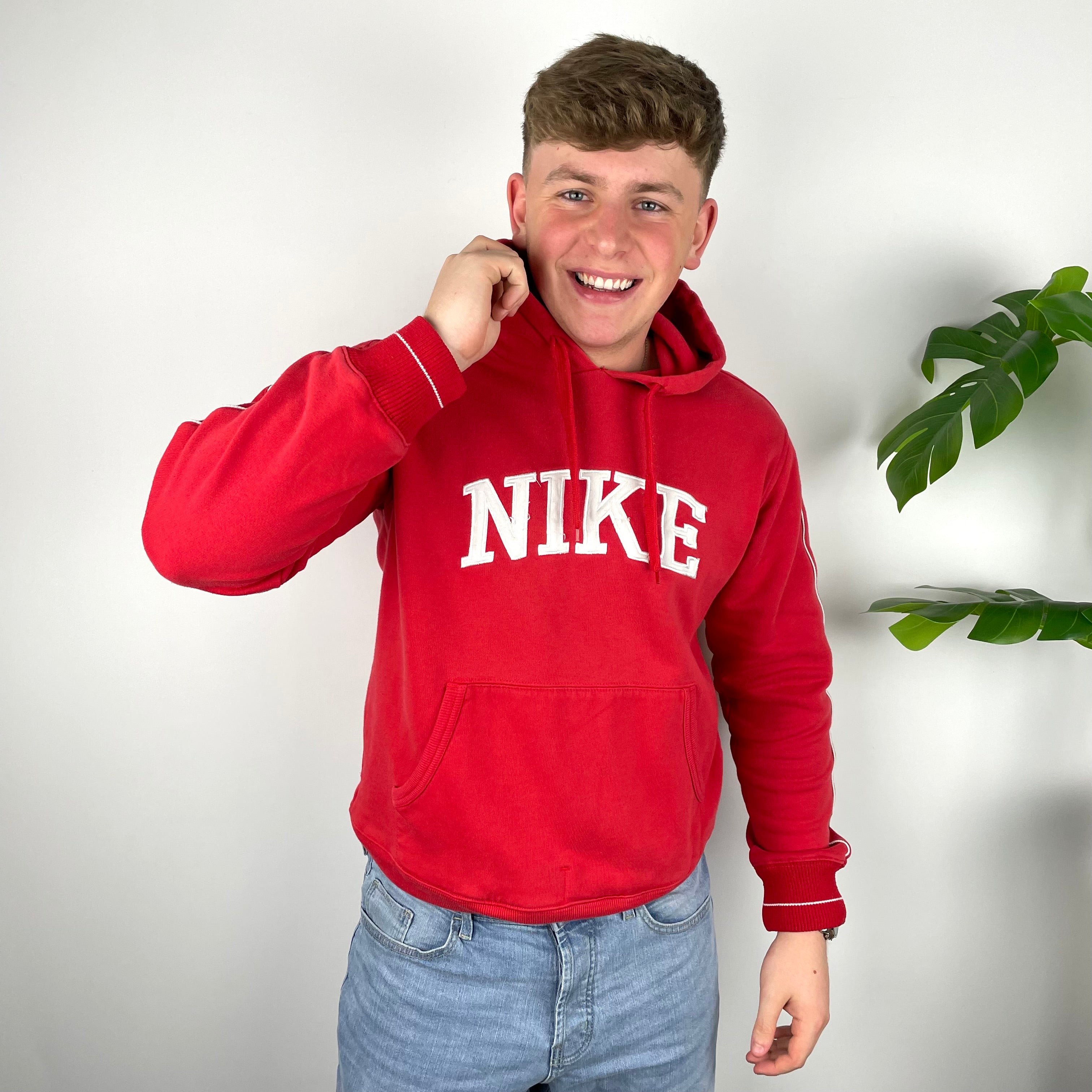 Nike RARE Red Embroidered Spell Out Hoodie (M)