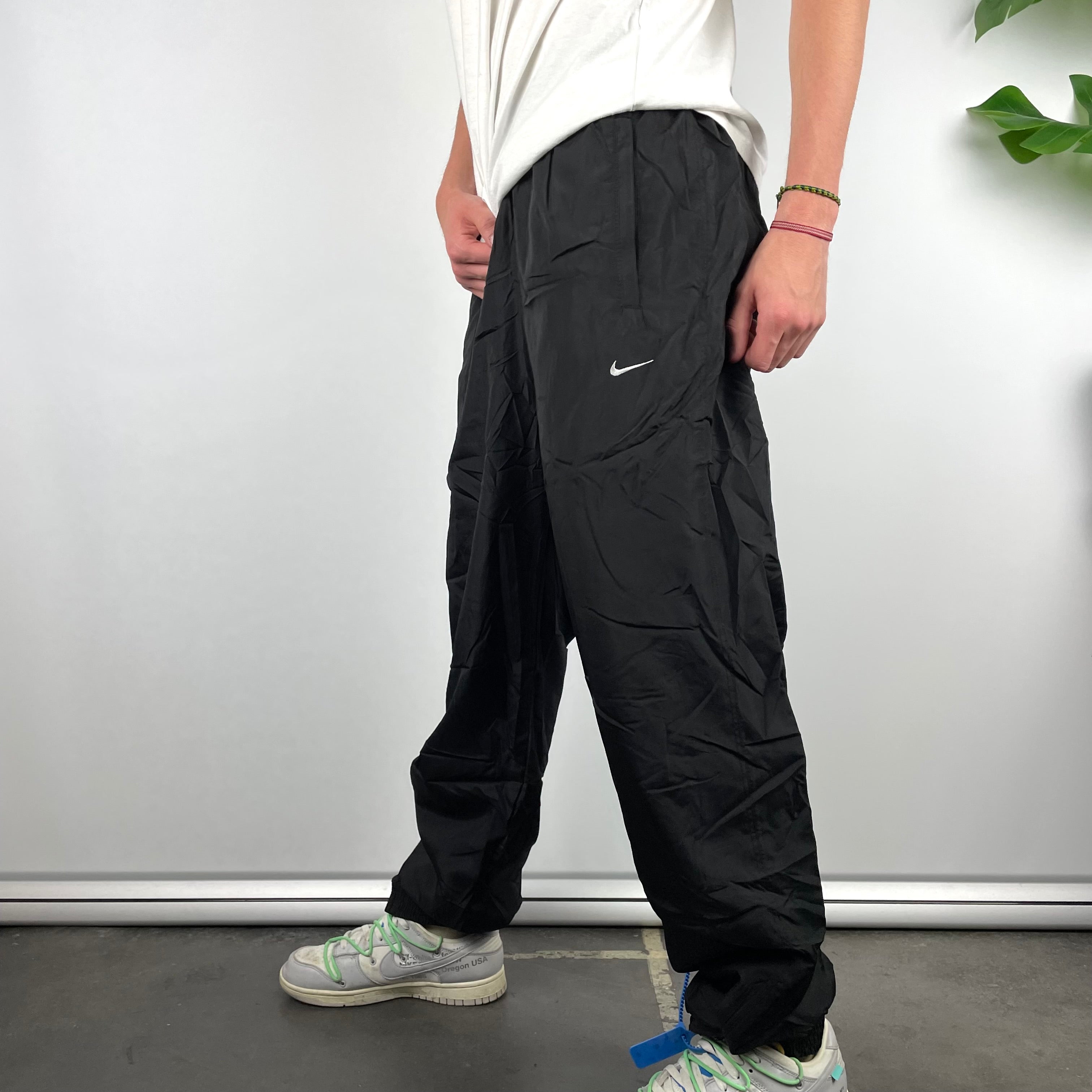 Nike Black Embroidered Swoosh Track Pants (L)